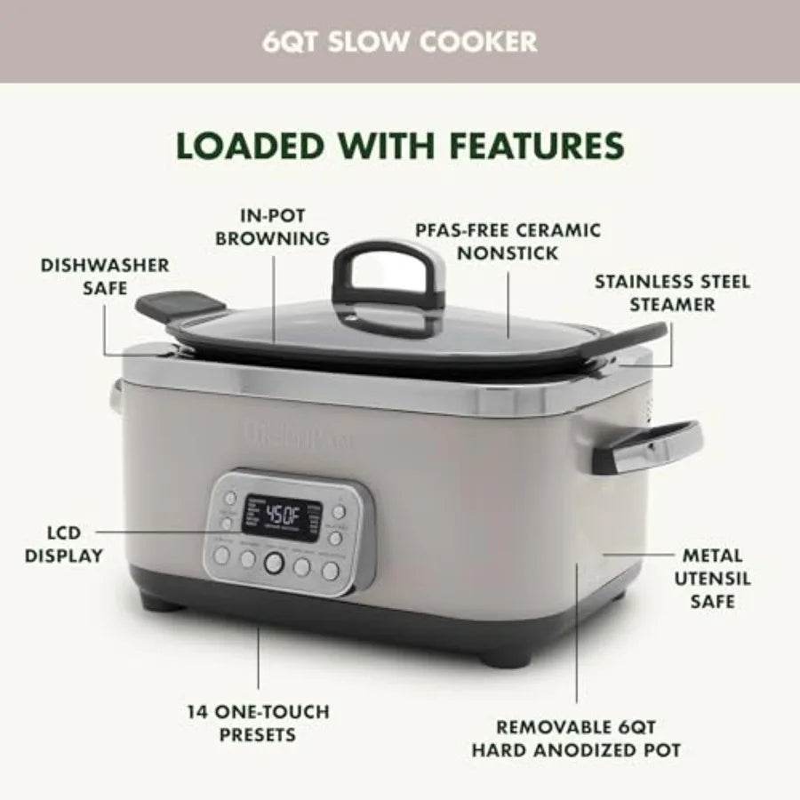 Iosn 14-In-1 Programmable Slow Cooker PFAS-Free Ceramic Nonstick