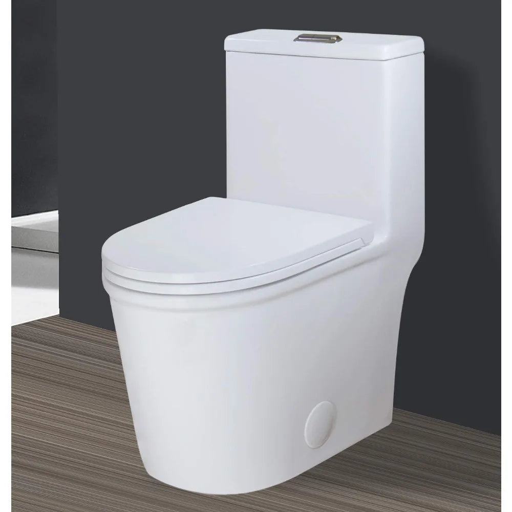 Compact One Piece Toilet Dual Flush Modern Minimalist