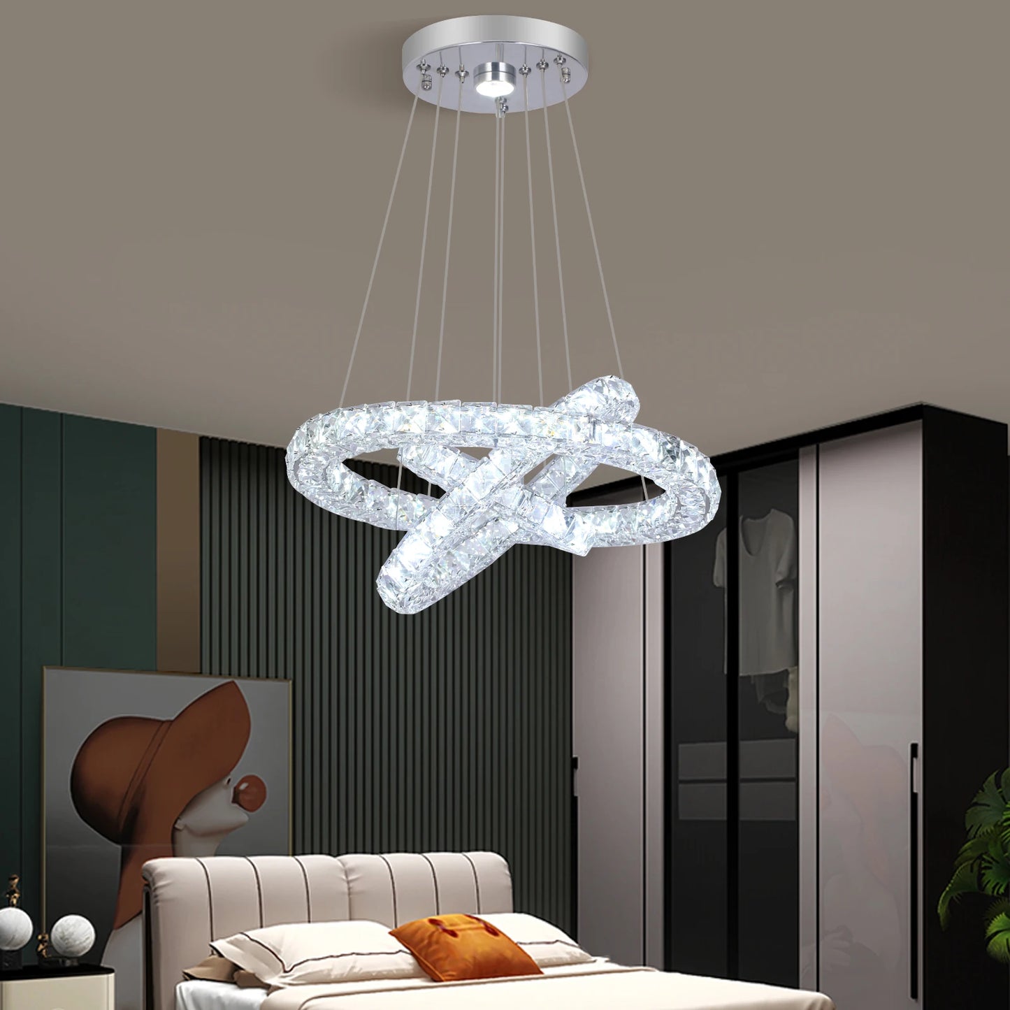 VETRULUS Luxury Crystal Chandelier LED Ceiling Light Living Room