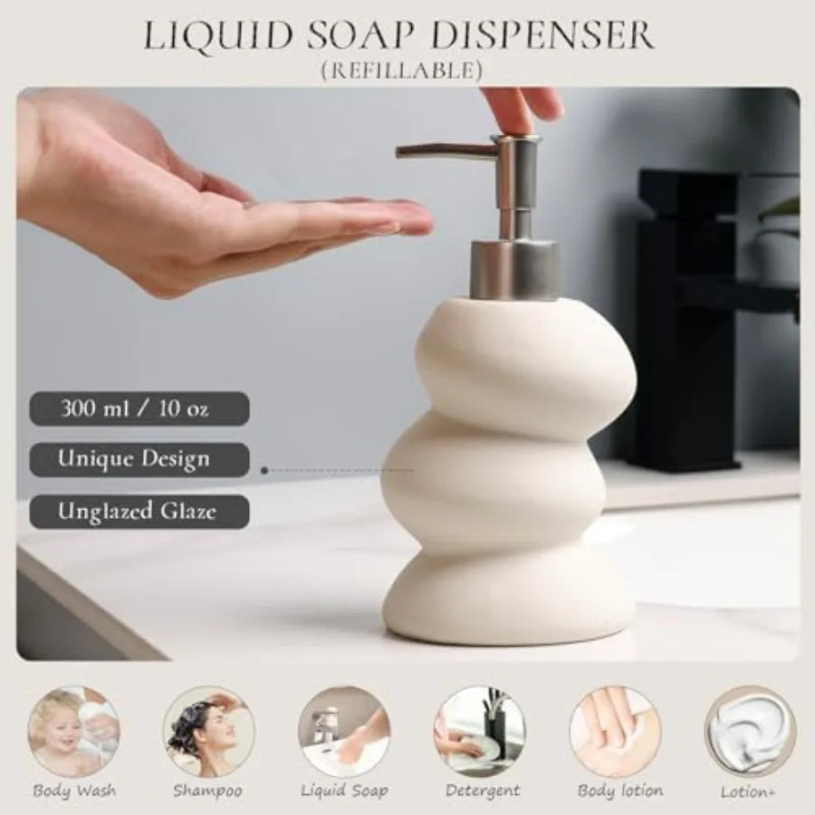 Modern Ceramic Bathroom Accessories Set 5 Piece Irregular Design Complete Set
