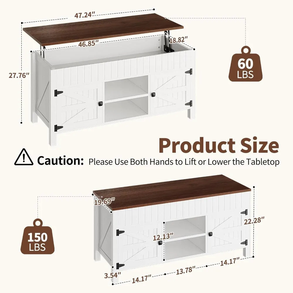 Lift Top Coffee Table With Storage Farmhouse Wood Center Table