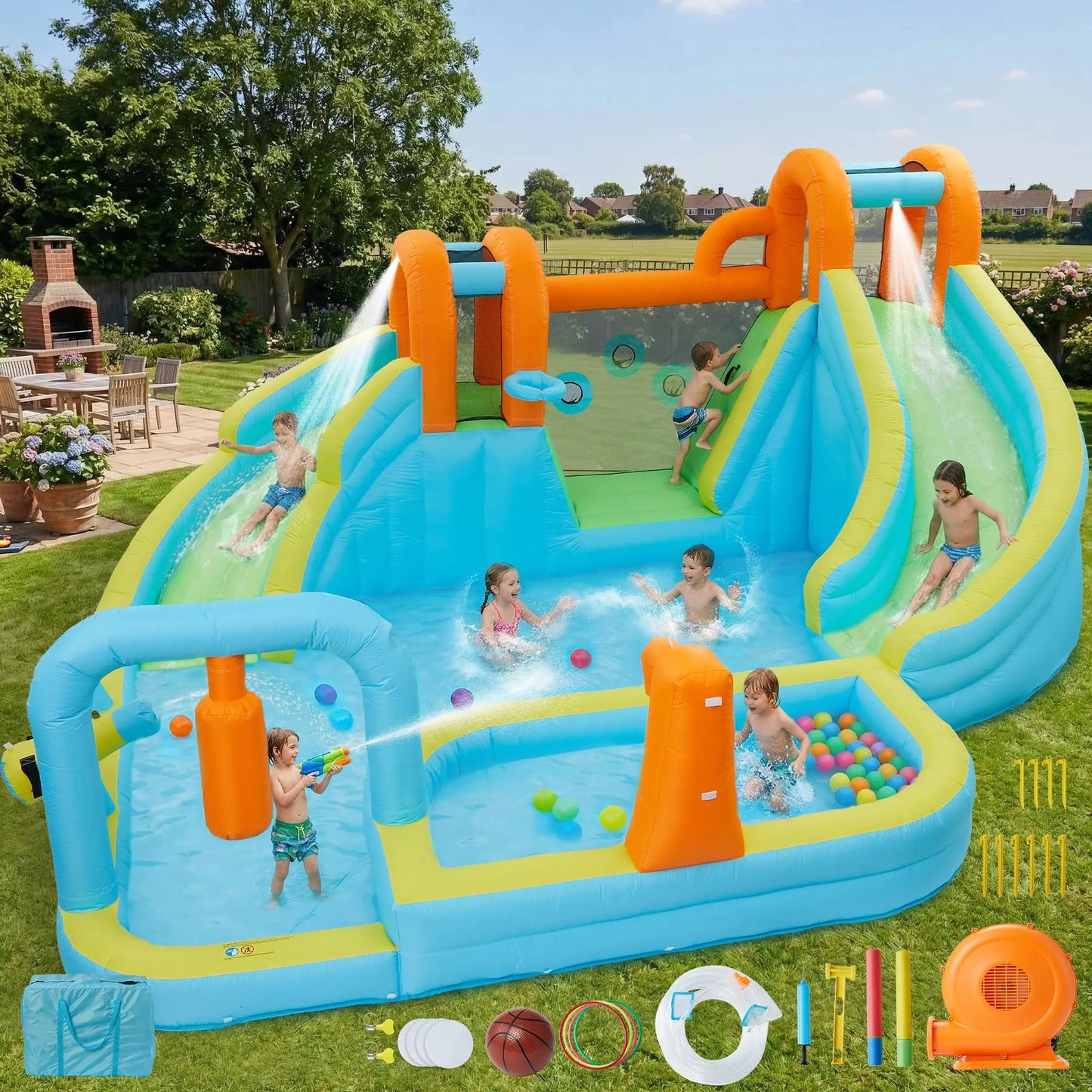 HiMISS 10In1 Inflatable Bounce House Water Park Backyard