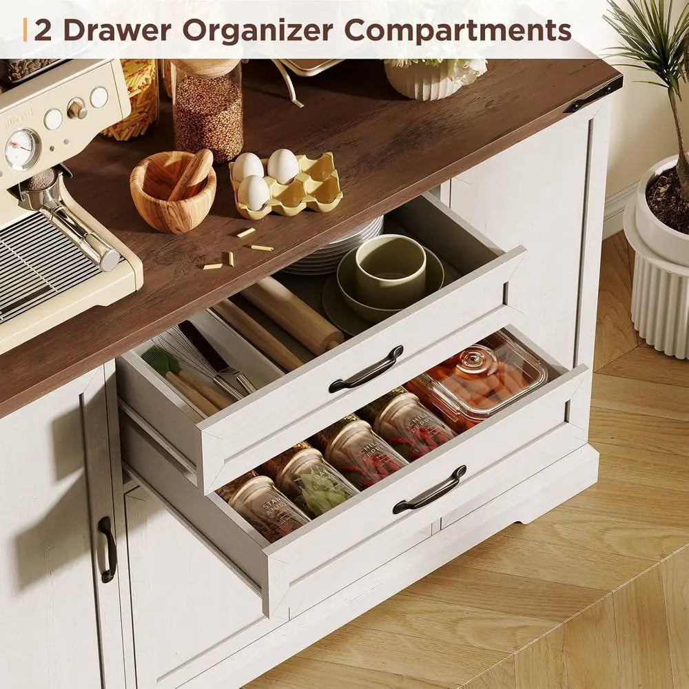 Sideboard Buet Cabinet with 2 Ders, armhouse Kitchen Pantry with Adjustable Shelves, Coee Bar Cupboard Cabinet with 4 Door Kitch