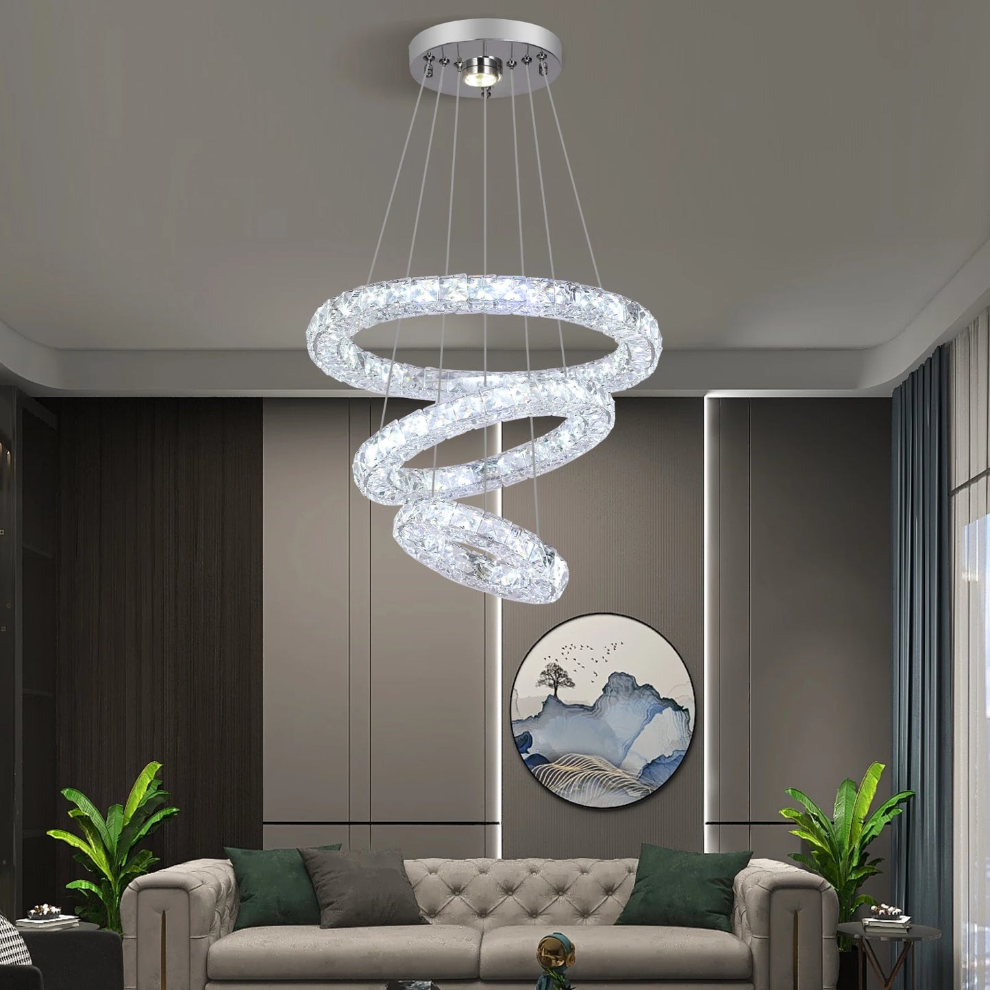 VETRULUS Luxury Crystal Chandelier LED Ceiling Light Living Room