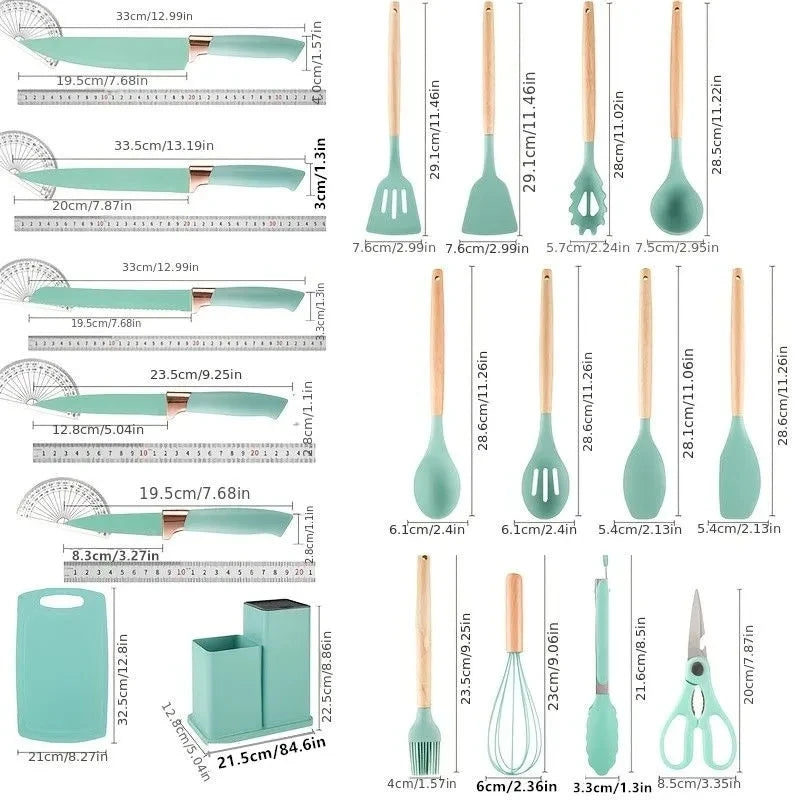 Stainless Steel Knife Set With Scissors And Cutting Board