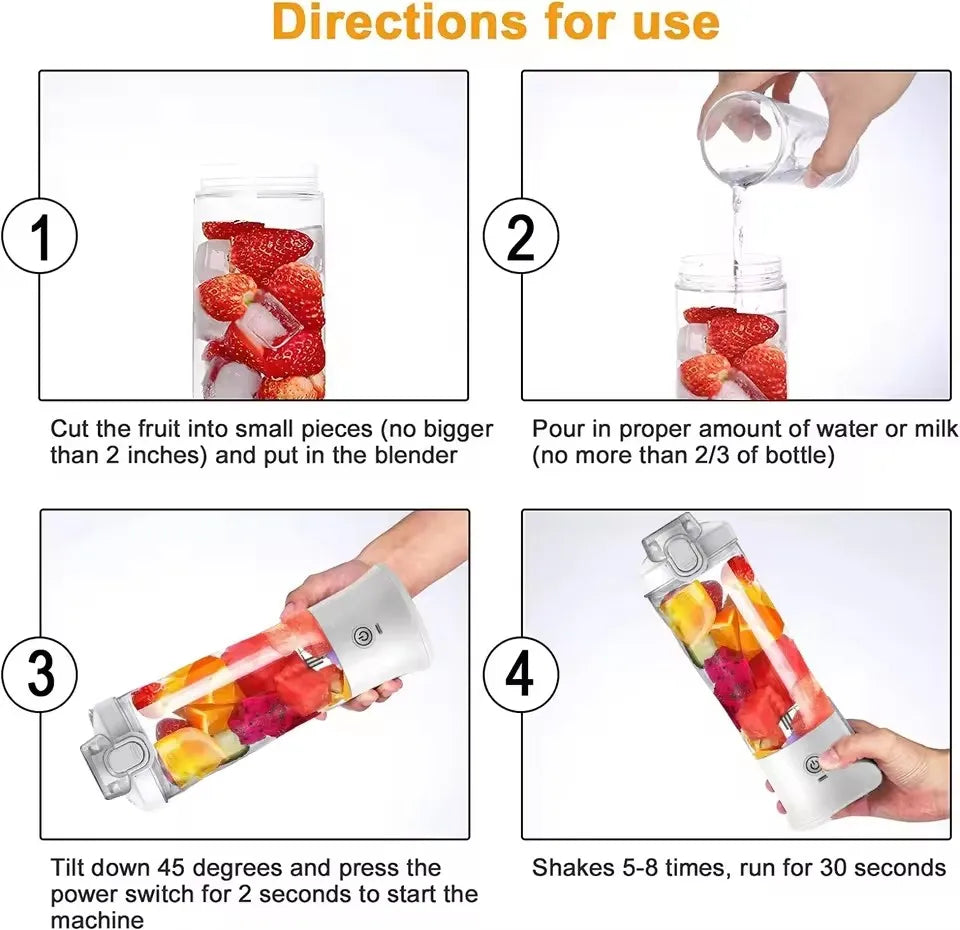 HAOYUNMA Portable Blender USB Rechargeable Mini Juicer