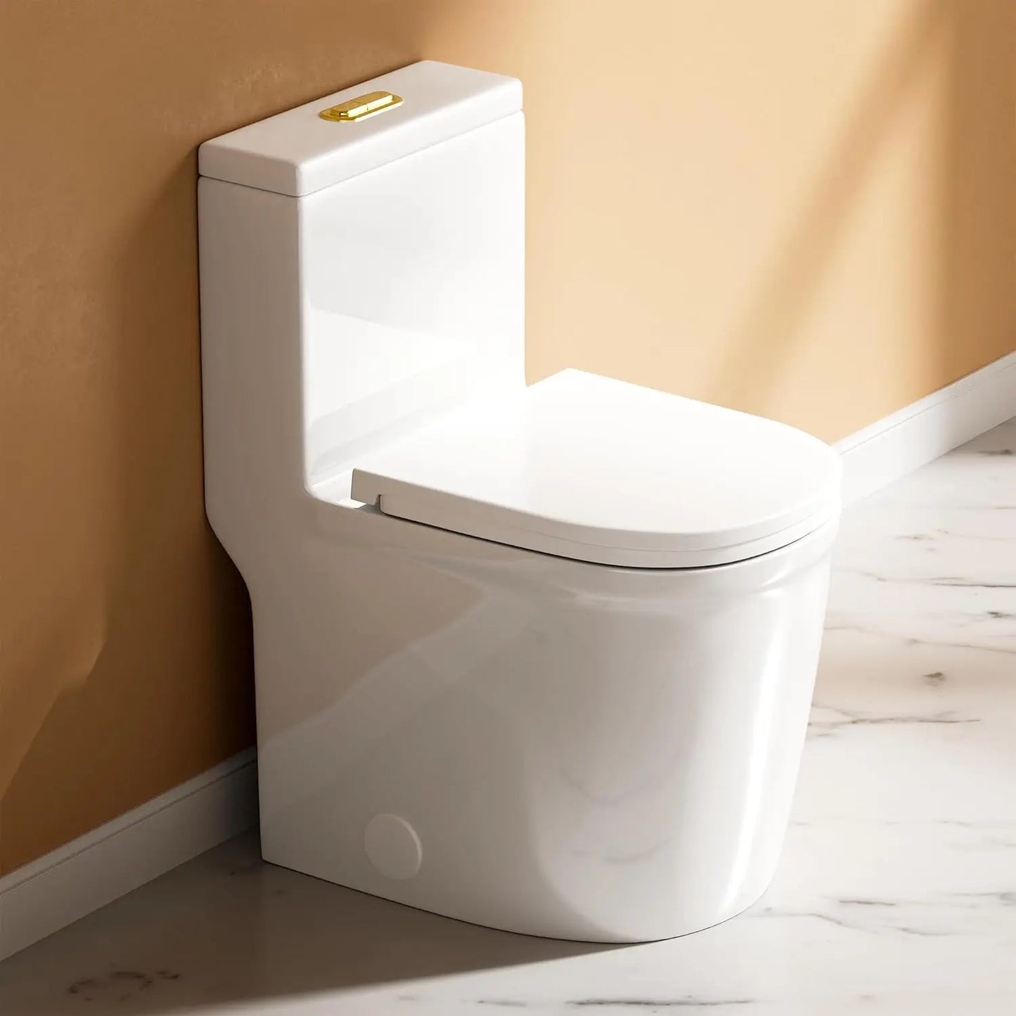 Compact One Piece Toilet Dual Flush Modern Minimalist