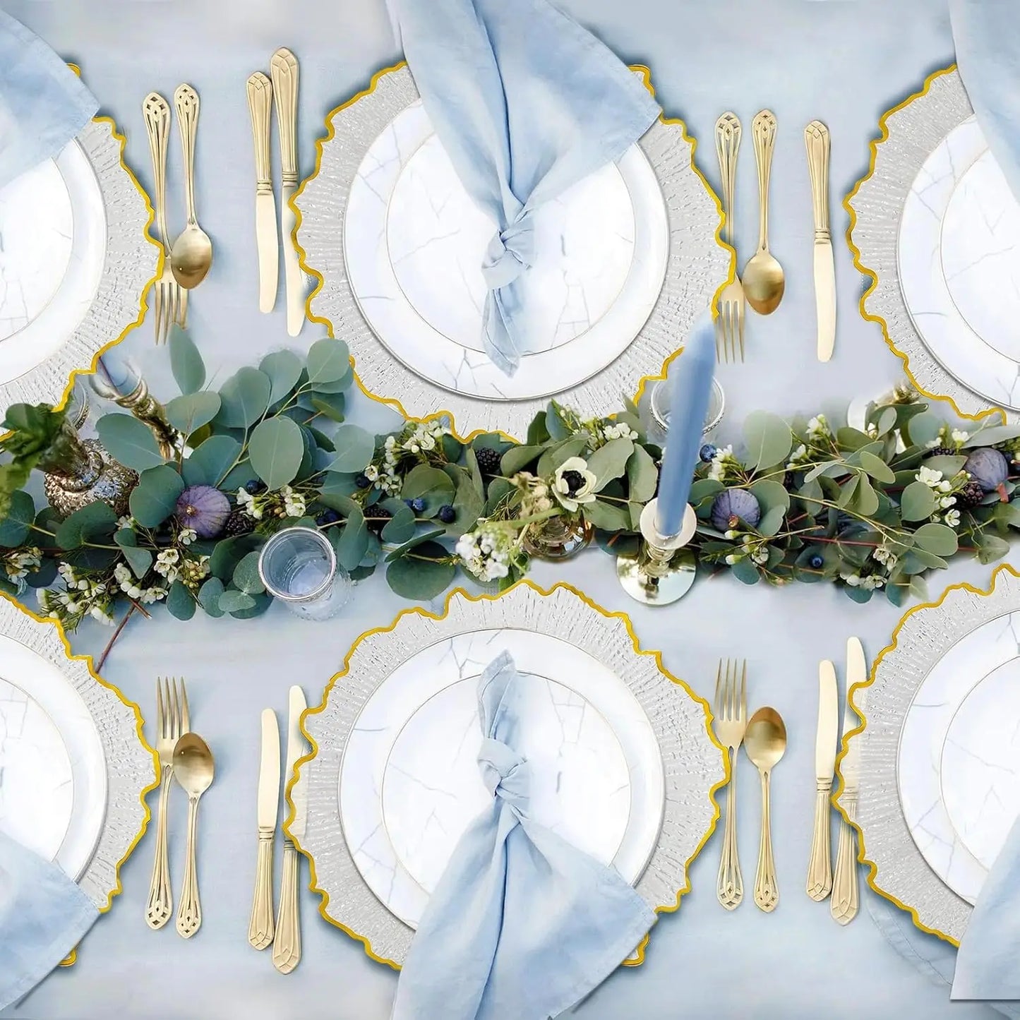 25Pcs Flower Shape Food Plate, 12.6 inch Table Charger Plate, Dinner Charger Plates for Home Kitchen Wedding Party (Gold)