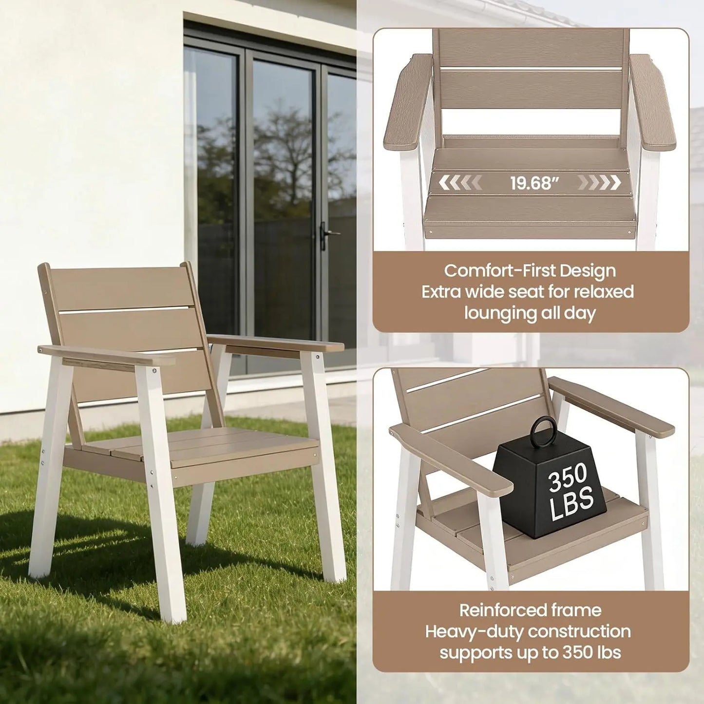 7-Piece Outdoor Dining Set with Umbrella HDPE Table and Chairs