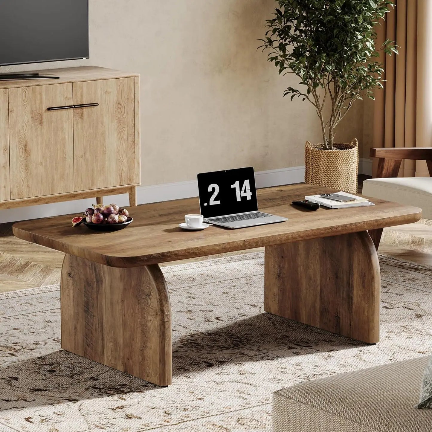 Little Tree Farmhouse Rectangle Coffee Table for Living Room