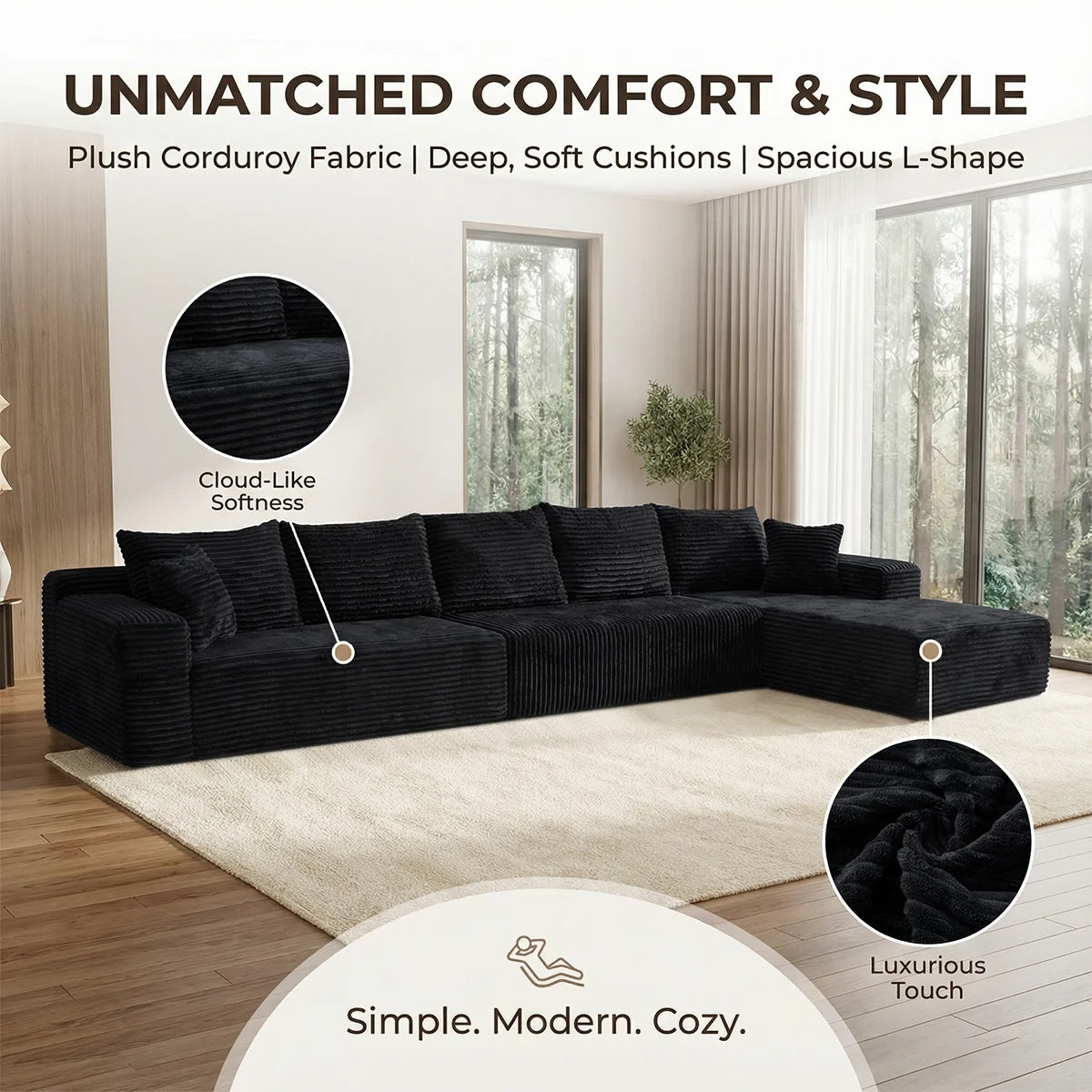 Modular Sofa For Living Room With Modern Design No Assembly