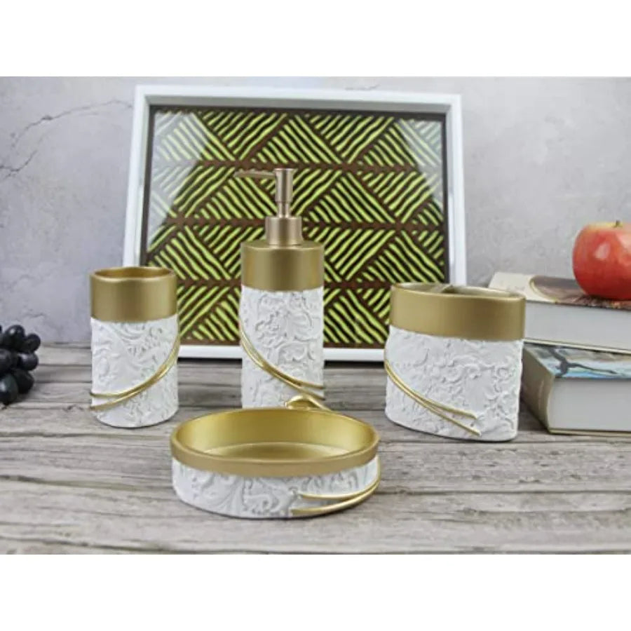 Farmhouse Resin Bathroom Set 4-Piece Toothbrush Holder