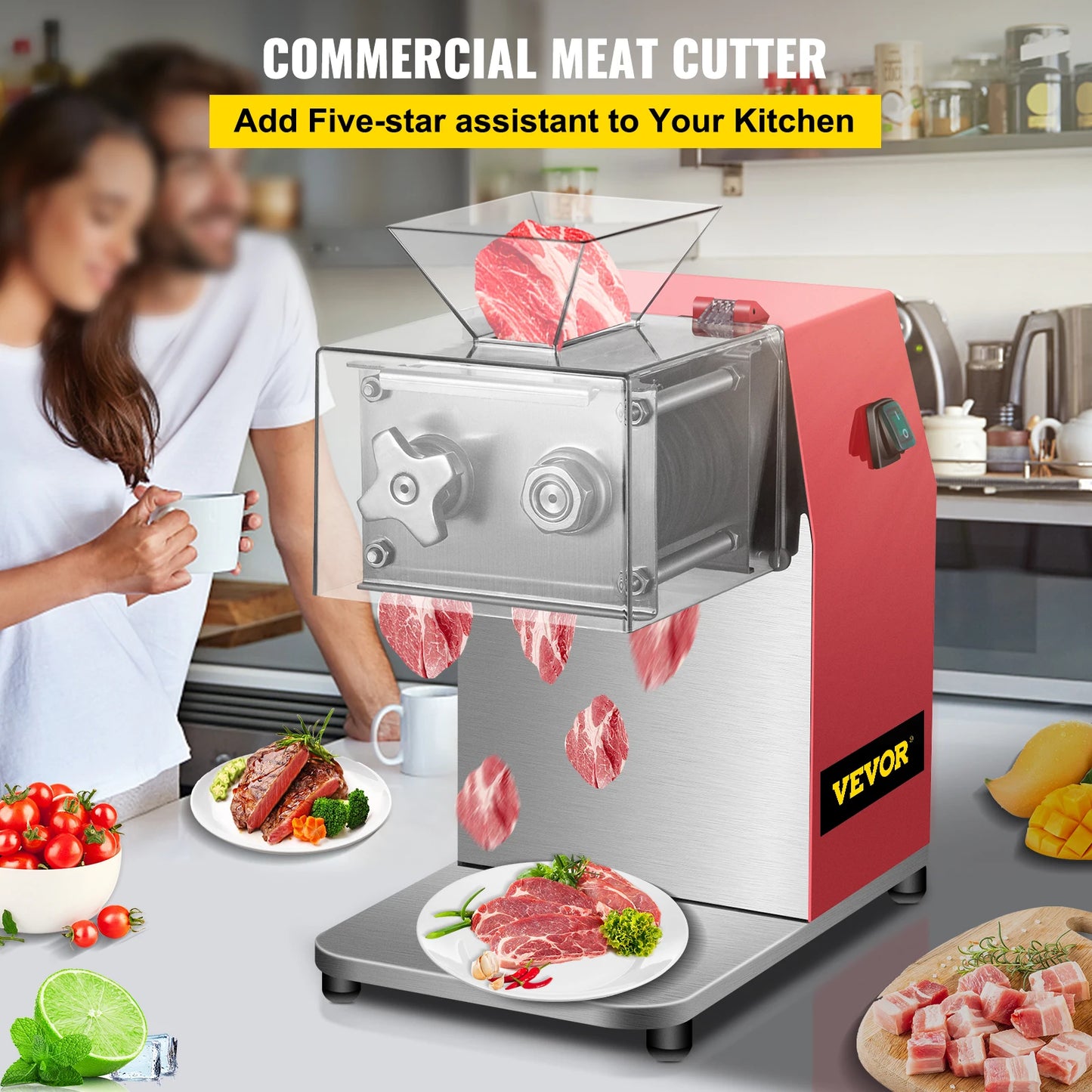 VEVOR 850W Commercial Electric Meat Slicer Grinder Vegetable Cutter