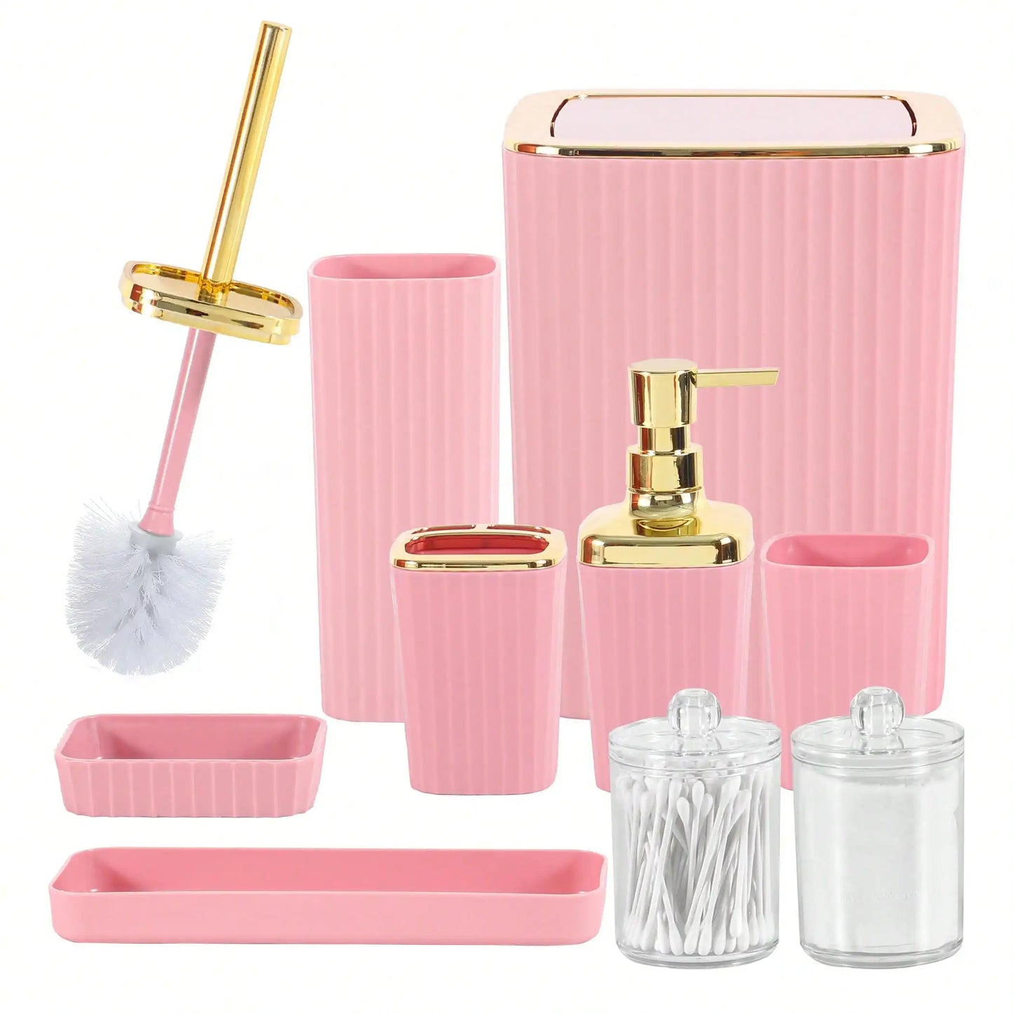 9-Piece Bathroom Accessories Set With Toothbrush Holder Lotion Dispenser
