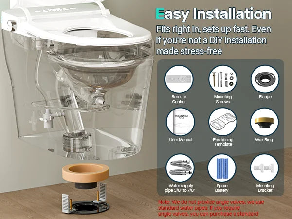 Smart Toilet With Built-In Bidet Auto Dual Flush Heated Seat Warm Water Sprayer