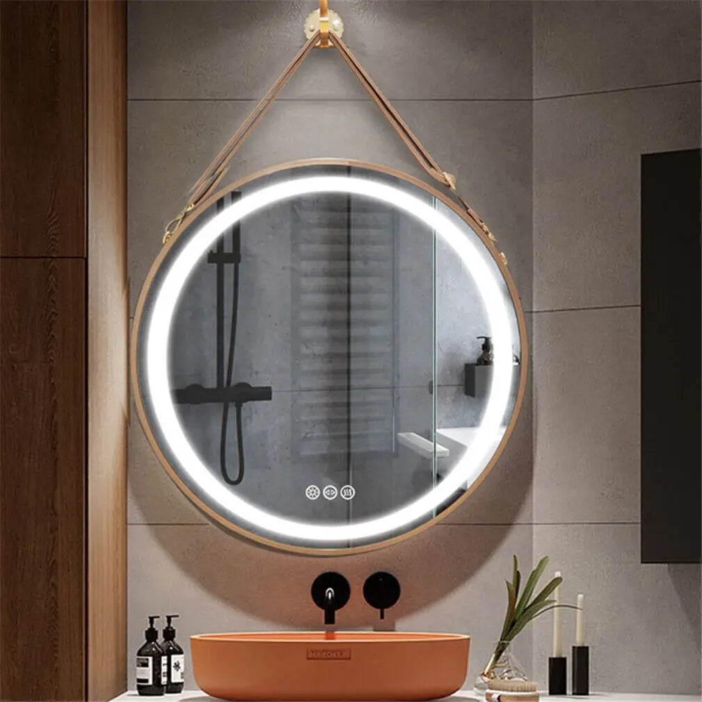 Round LED Illuminated Bathroom Mirror With Demister And Aluminum Frame