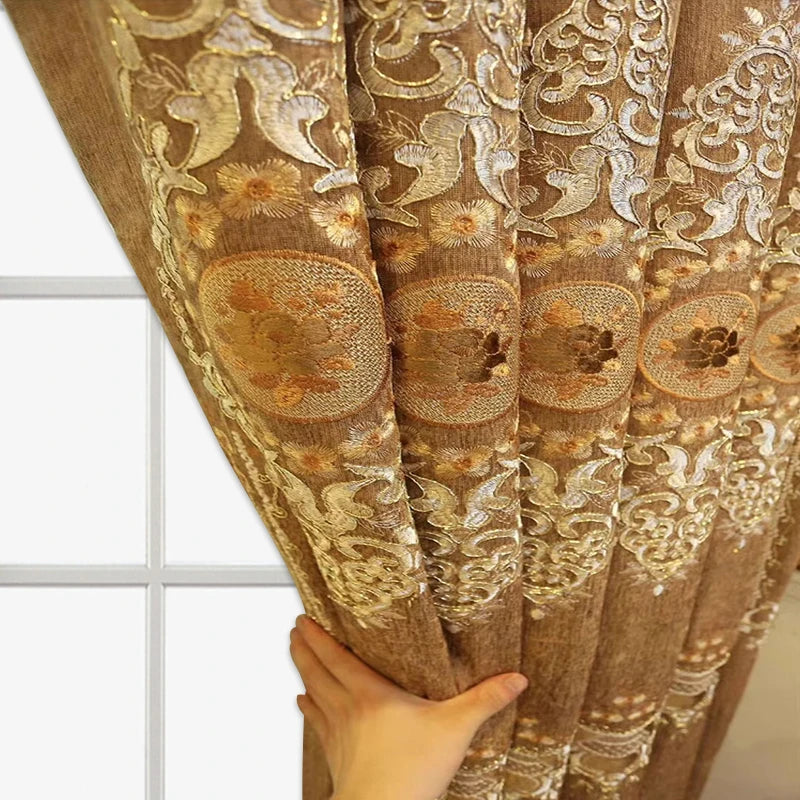 European Chenille Curtain 2 Pack High Shading Living Room Polyester