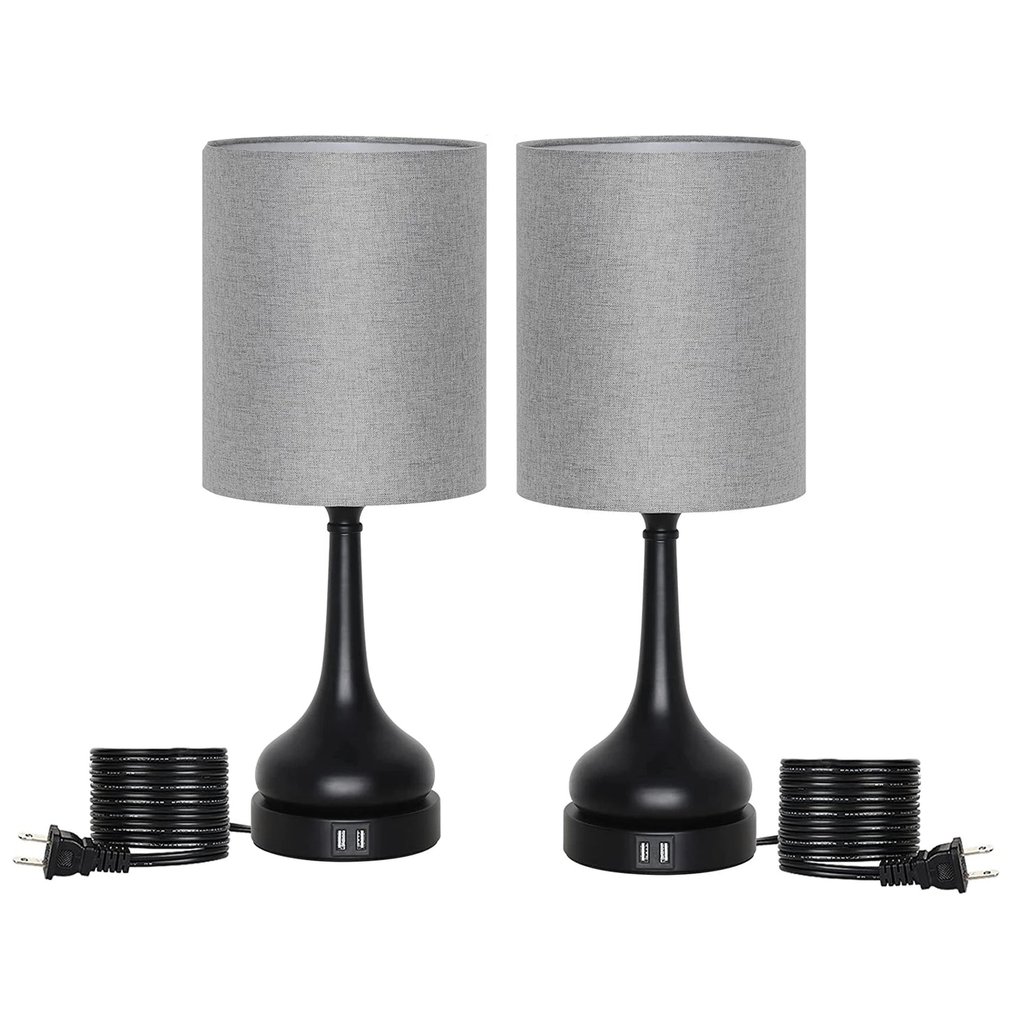 Bedside Table Lamps Set Of 2 With Touch Control USB