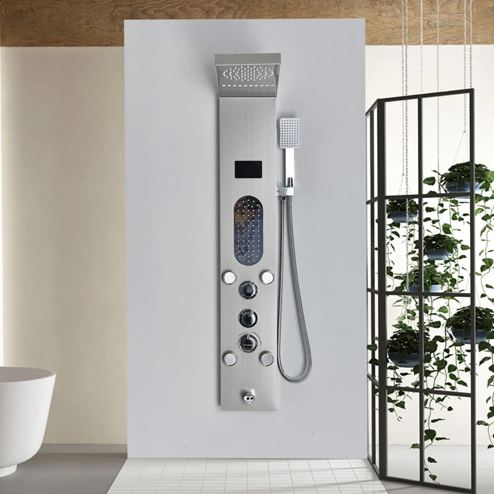 Poqihy Gold And Black Shower Panel System With Body Jets