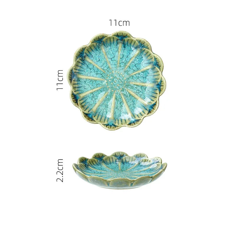 Japanese Ceramic Plate Retro Kiln Glaze Barbecue Mini Dipping Dish Sashimi Sushi Soy Sauce Dishes Home Desktop Snack Plates New