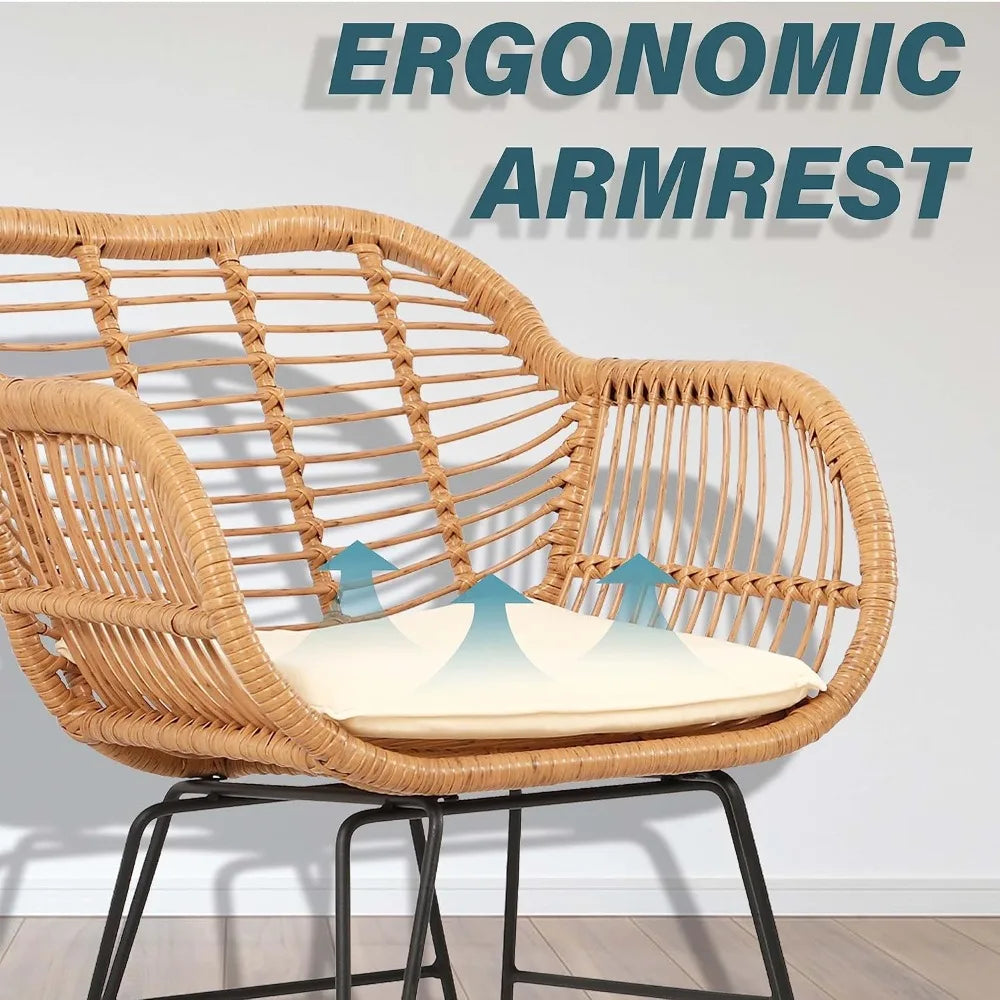 Three Piece Wicker Outdoor Patio Set Outdoor Bistro Balcony Furniture