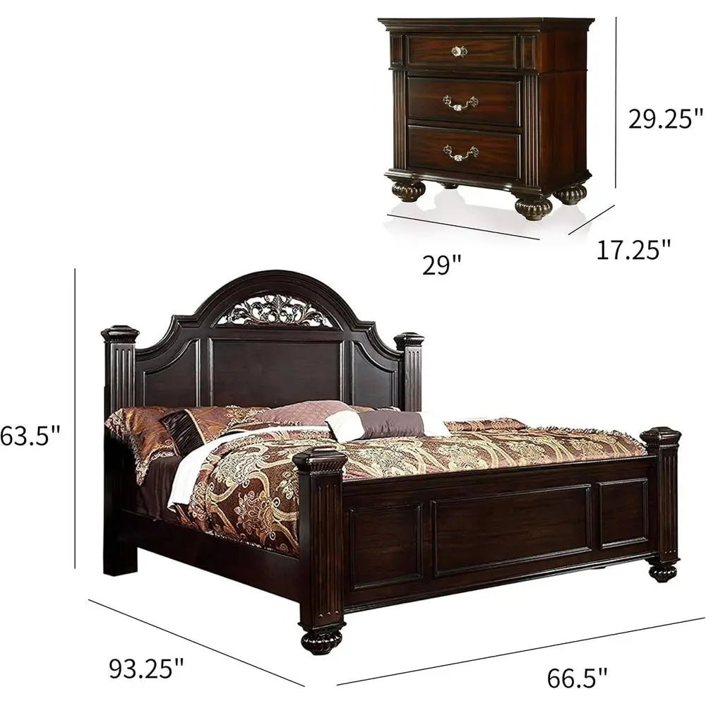 Solid Wood Traditional Six Piece Bedroom Set with Chest and Dresser
