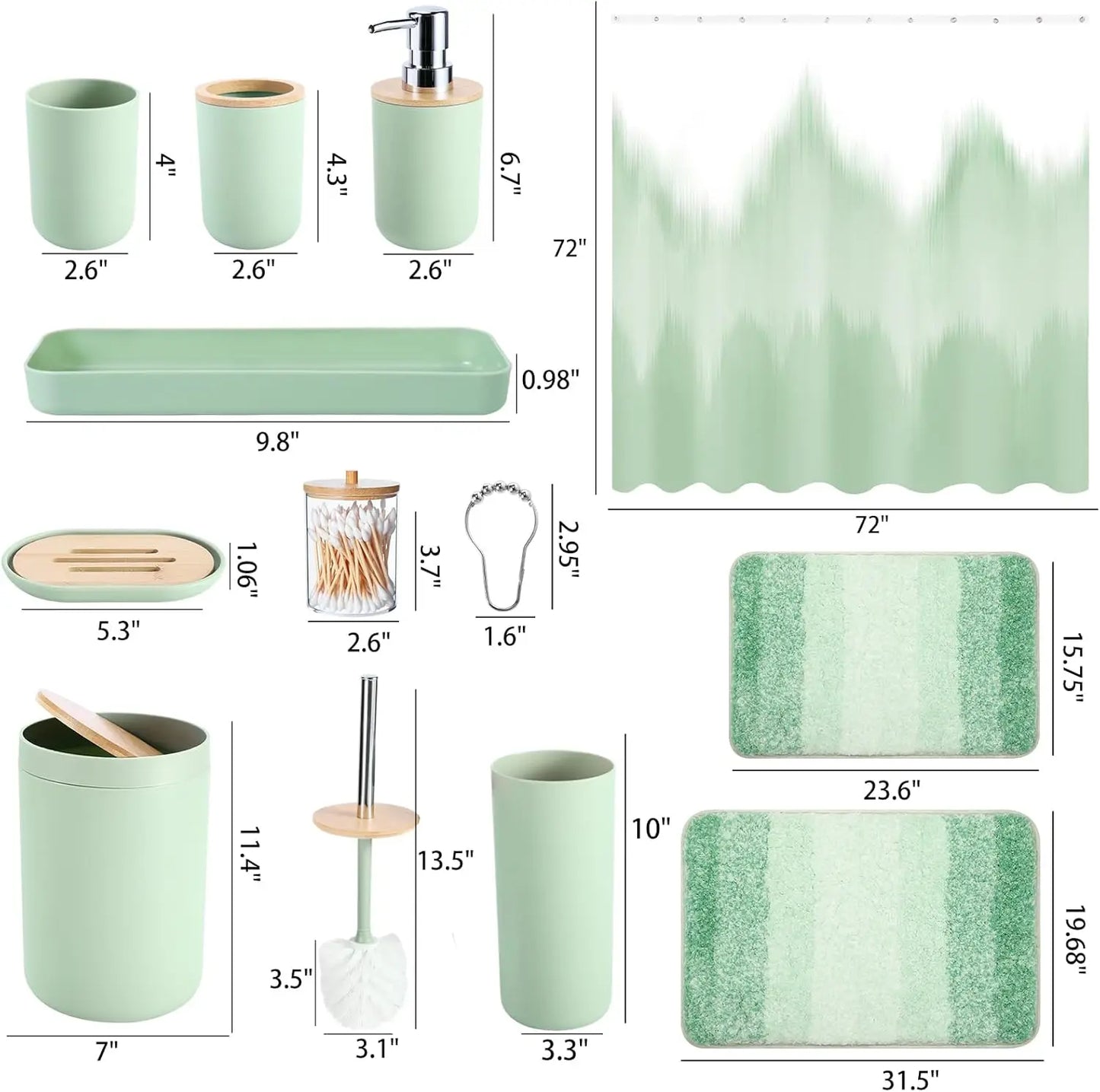 Waterproof Shower Curtain Set With Ultra Absorbent Bath Rug