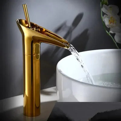 ZGRK Bathroom Faucet Single Lever Waterfall Basin Mixer Brass