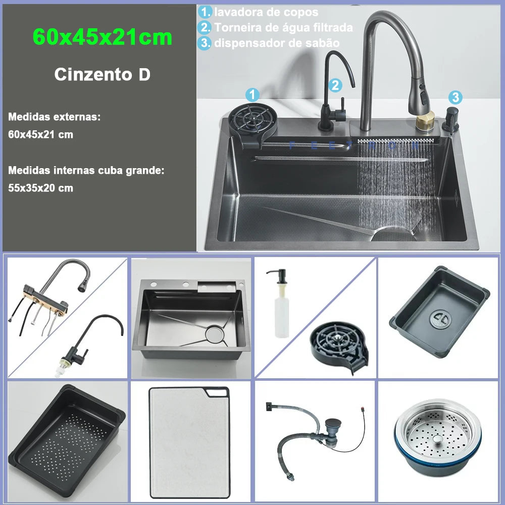 Shinesia Stainless Steel Kitchen Faucet Set With Digital Display