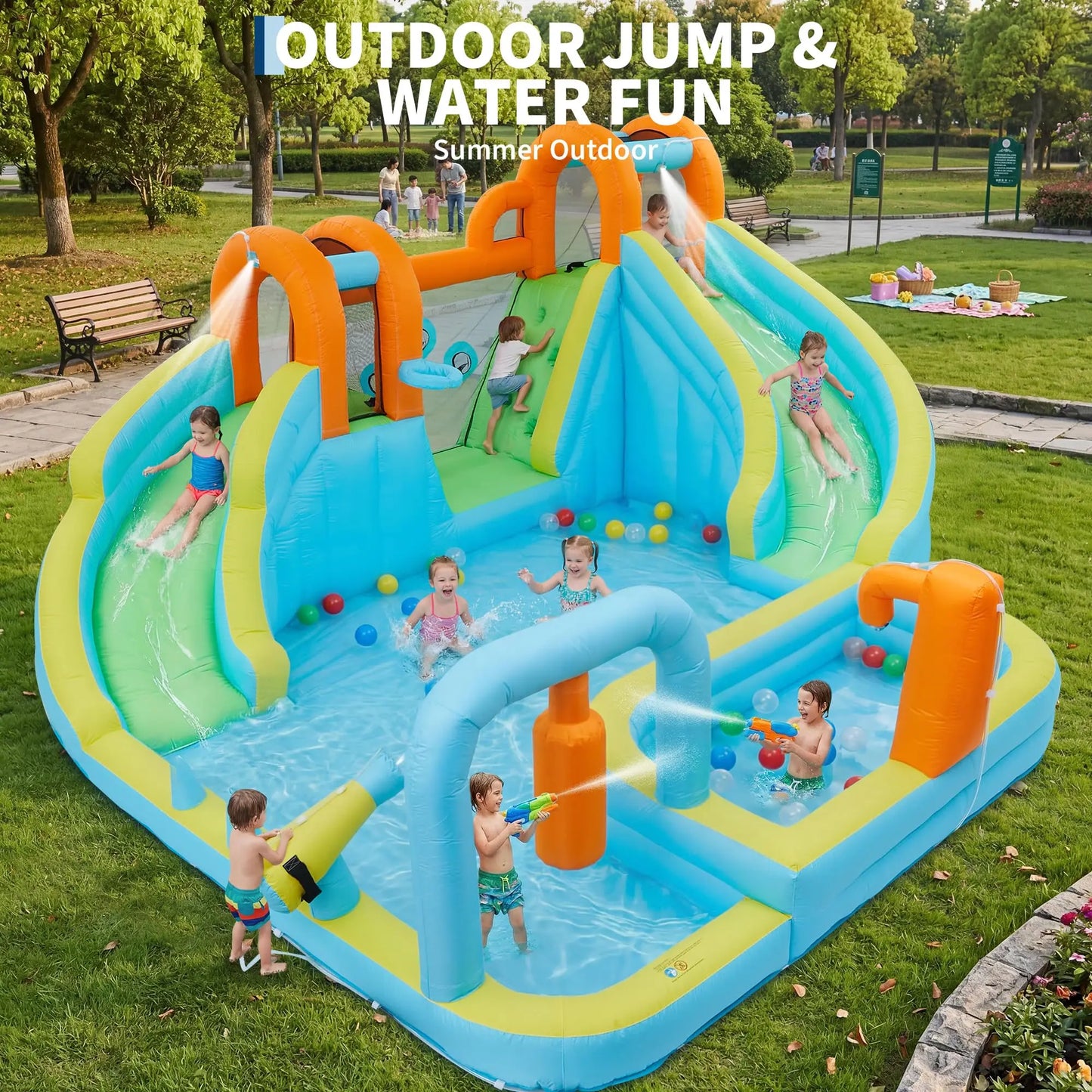HiMISS 10In1 Inflatable Bounce House Water Park Backyard