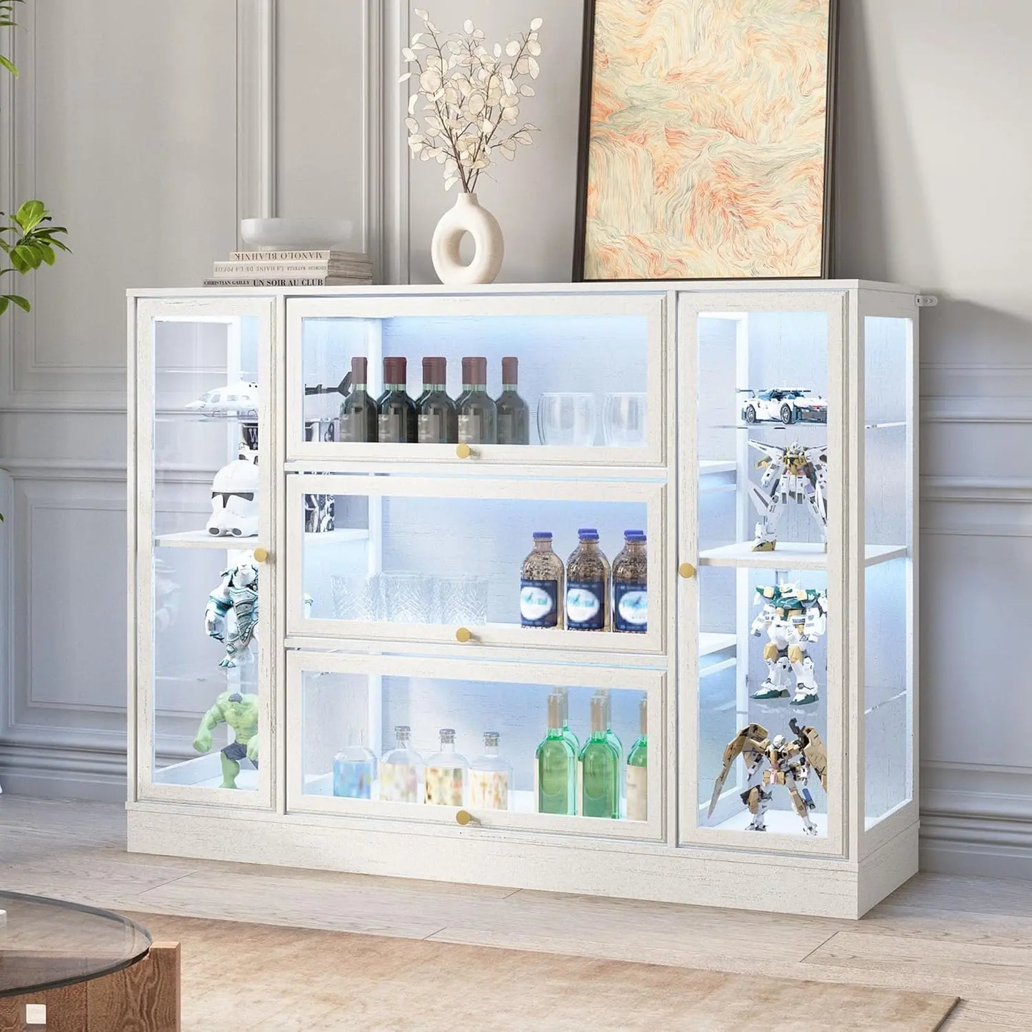 ZHILU Display Cabinet With Acrylic Glass Doors And LED Lighting