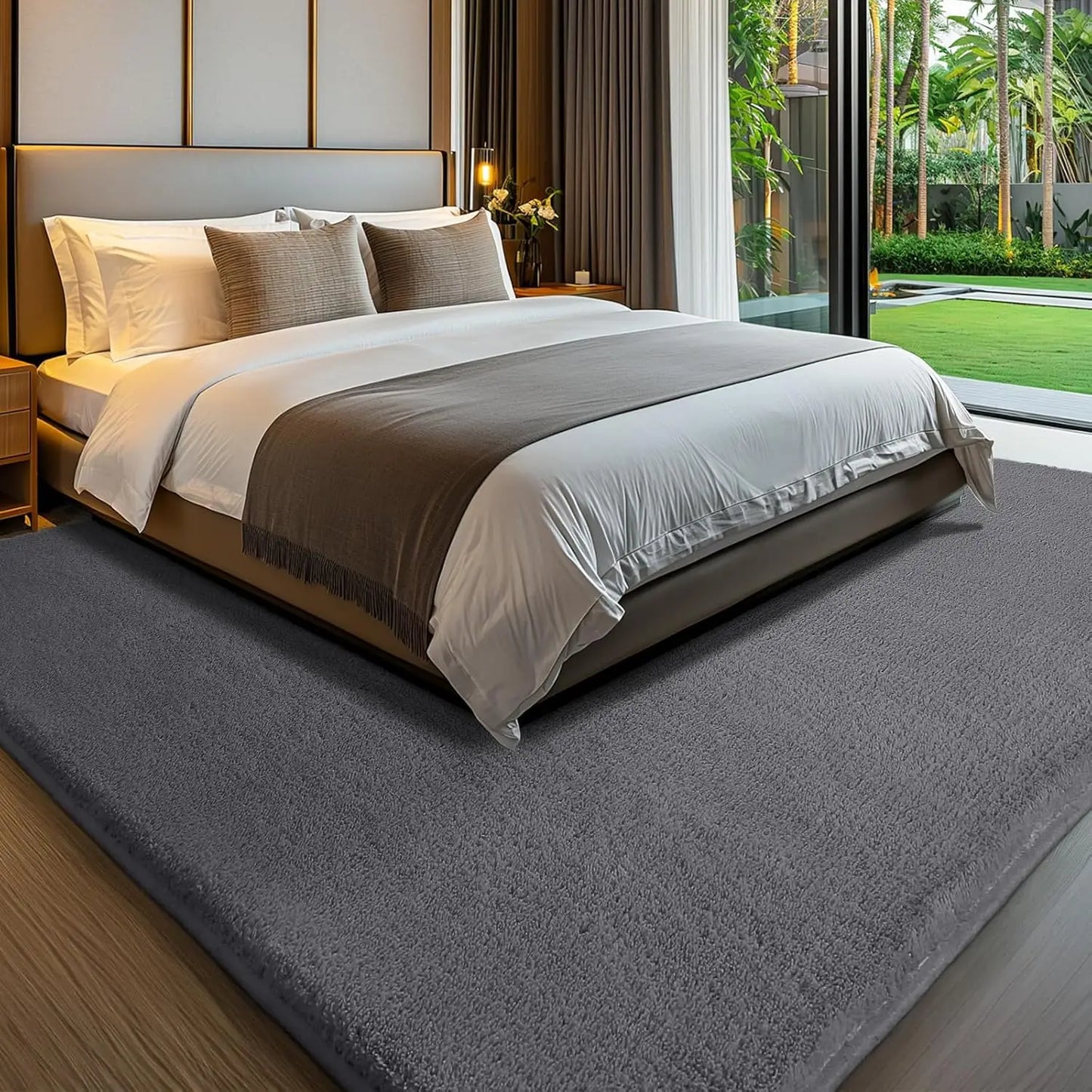 Soft Fluffy Area Rug Wool Silk Machine Washable Non Slip