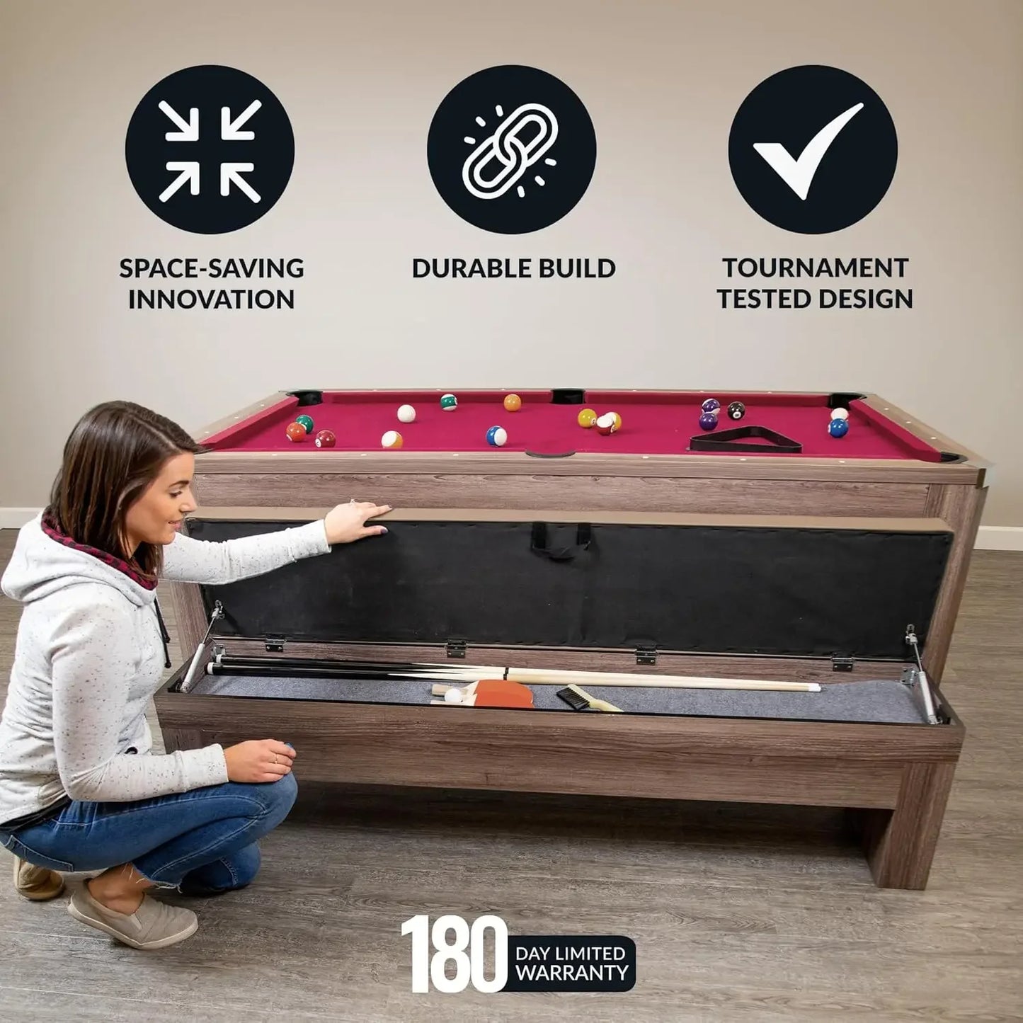 Dining Pool Table Combo With Ping Pong Benches Included
