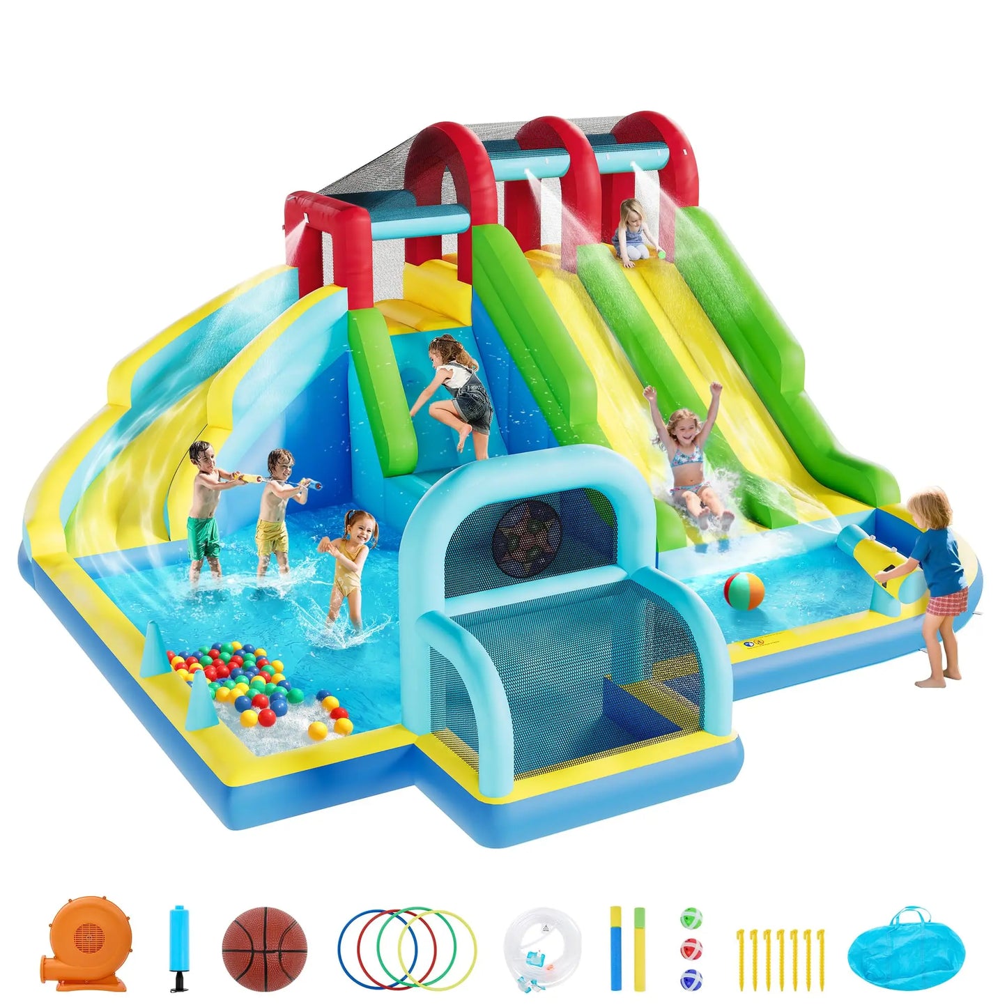 HiMISS Inflatable Bounce House With 3 Water Slides