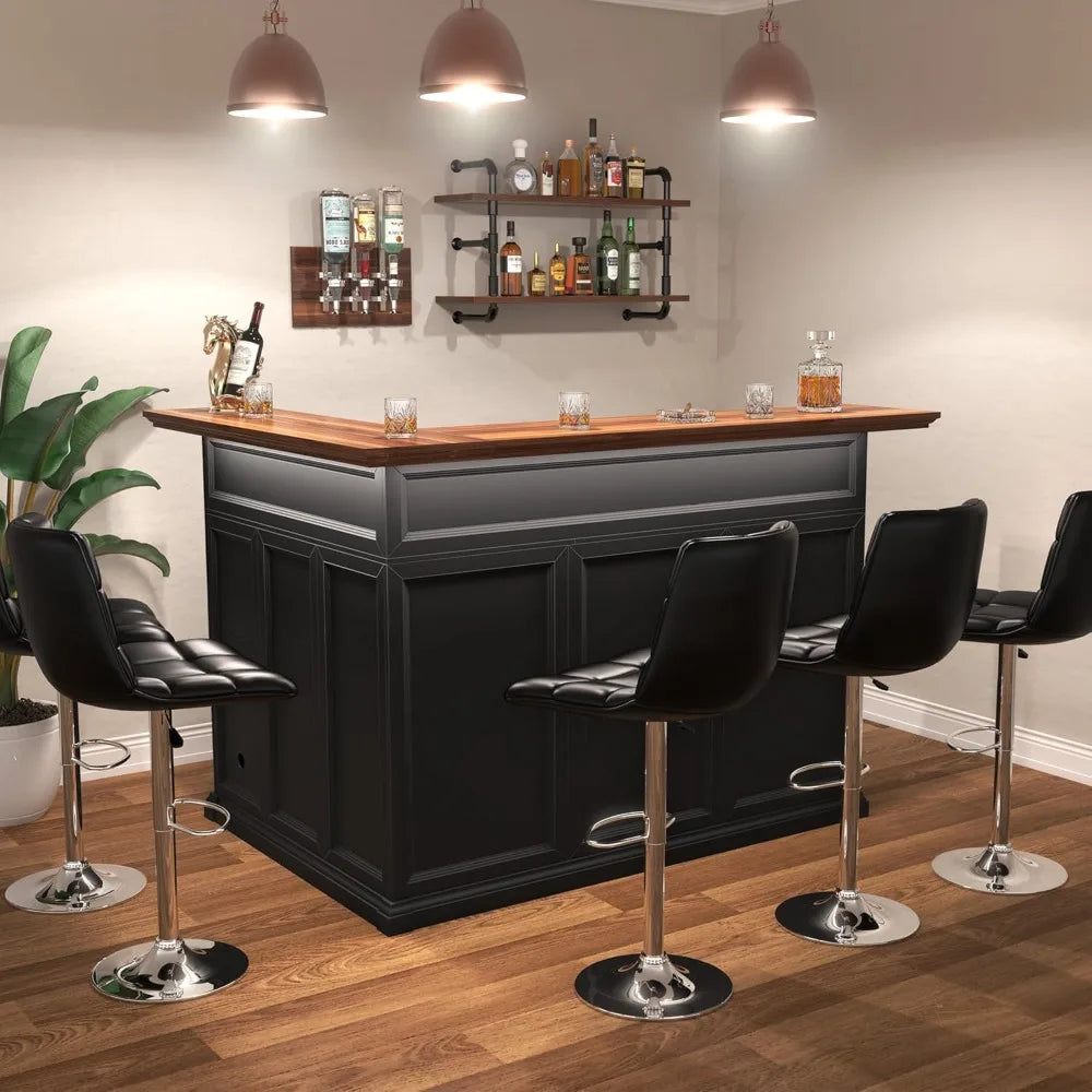 L Shaped Home Bar Cabinet With Fridge Space For Basement