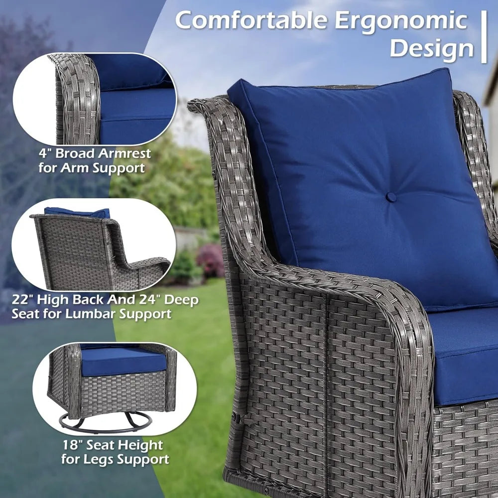 3-Piece Wicker Patio Set With Swivel Chairs And Table