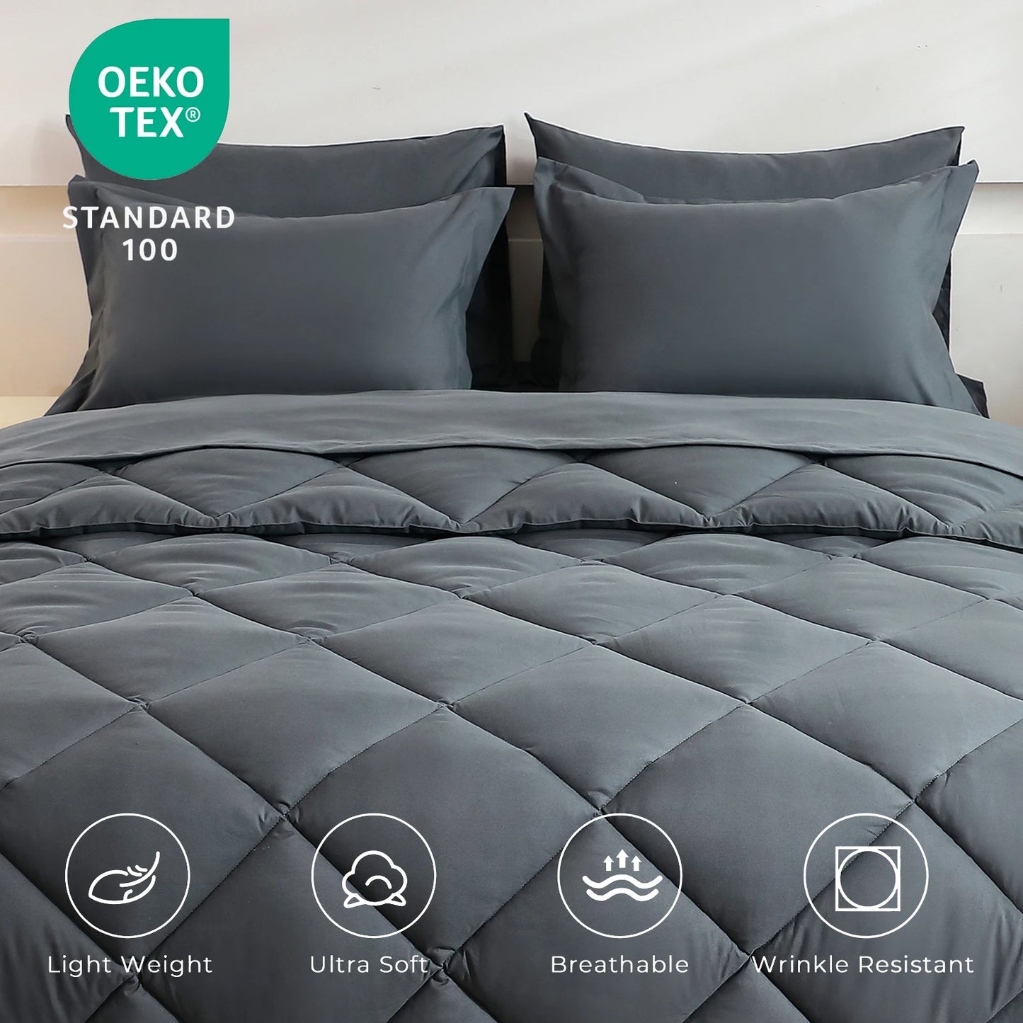 EasYum 7-Piece Bedding Set Comforter Flat Sheet Fitted Sheet Pillowcases