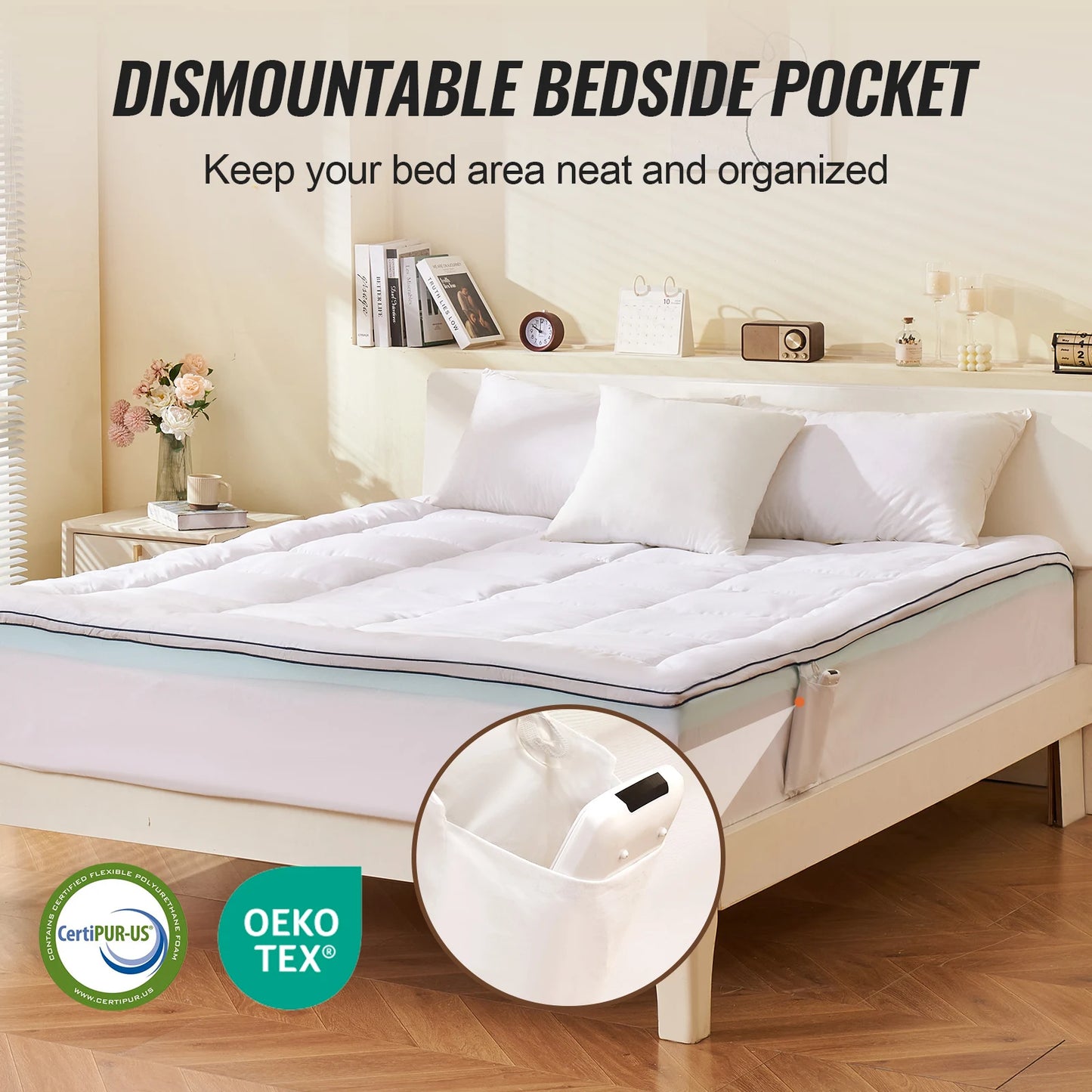 Memory Foam And Fiber Fill Mattress Topper For Pressure Relief