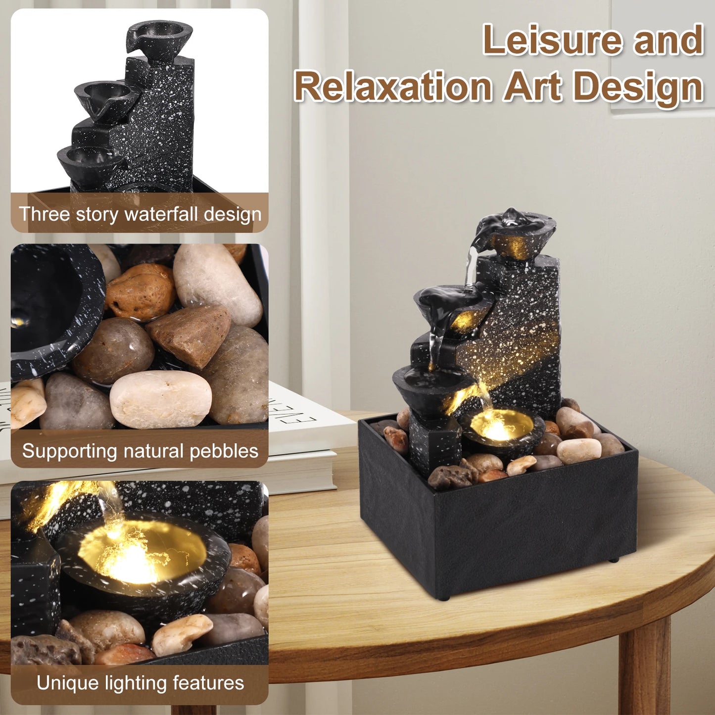 Art Waterfall Desk Fountain Ornament for Living Room Office