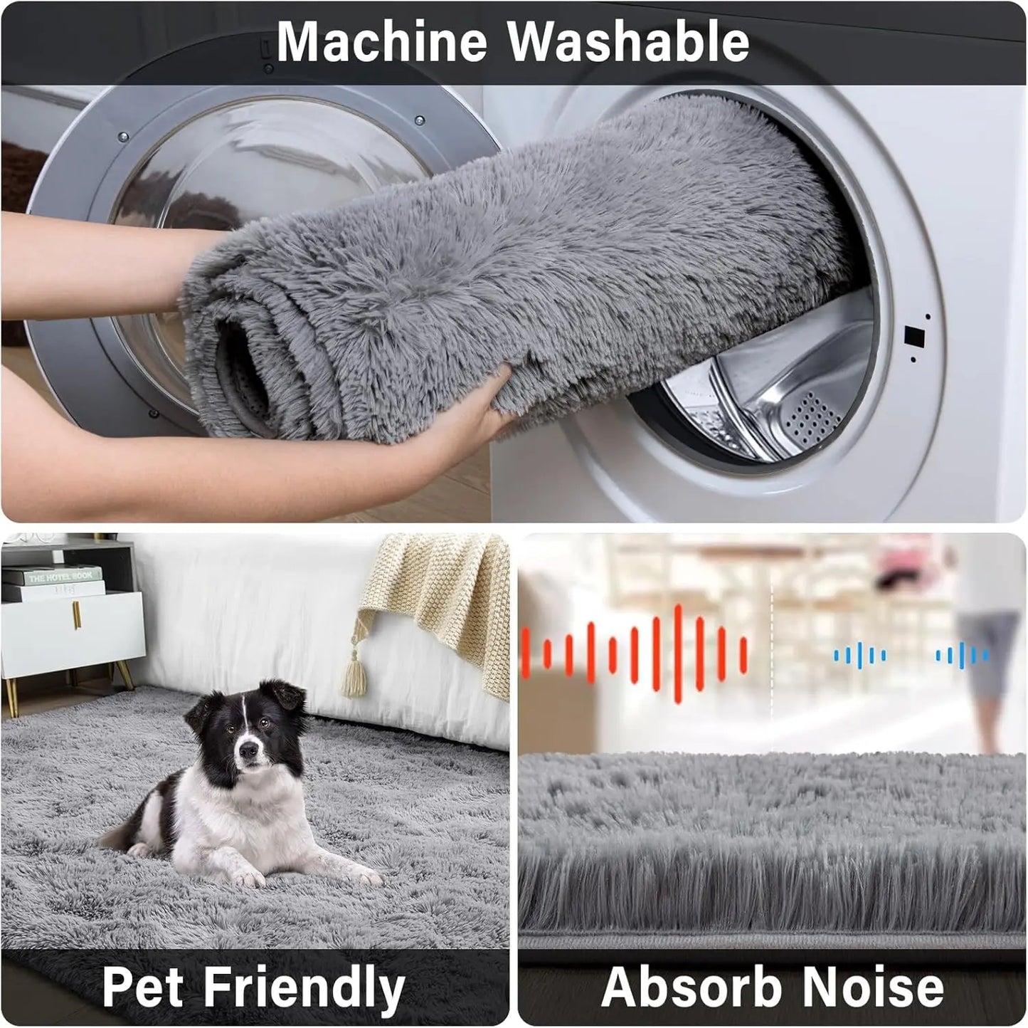 Soft Modern Indoor Shaggy Rug Non Slip Plush Area Rug