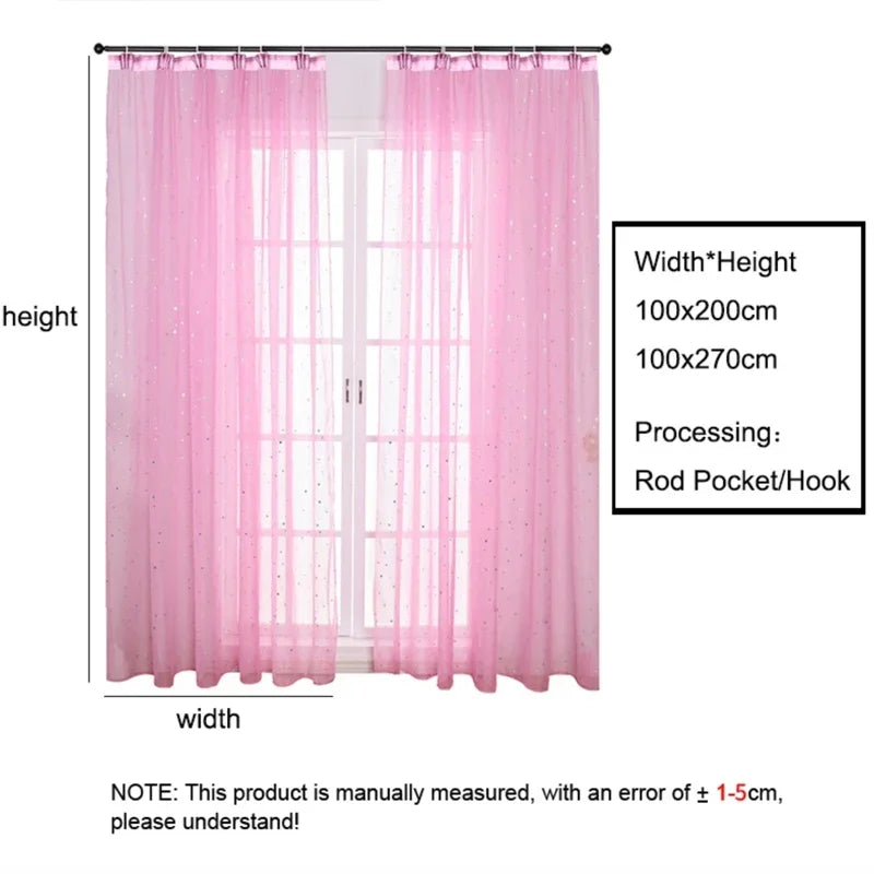 Hot Stamping Stars Tulle Sheer Curtains Home Decor