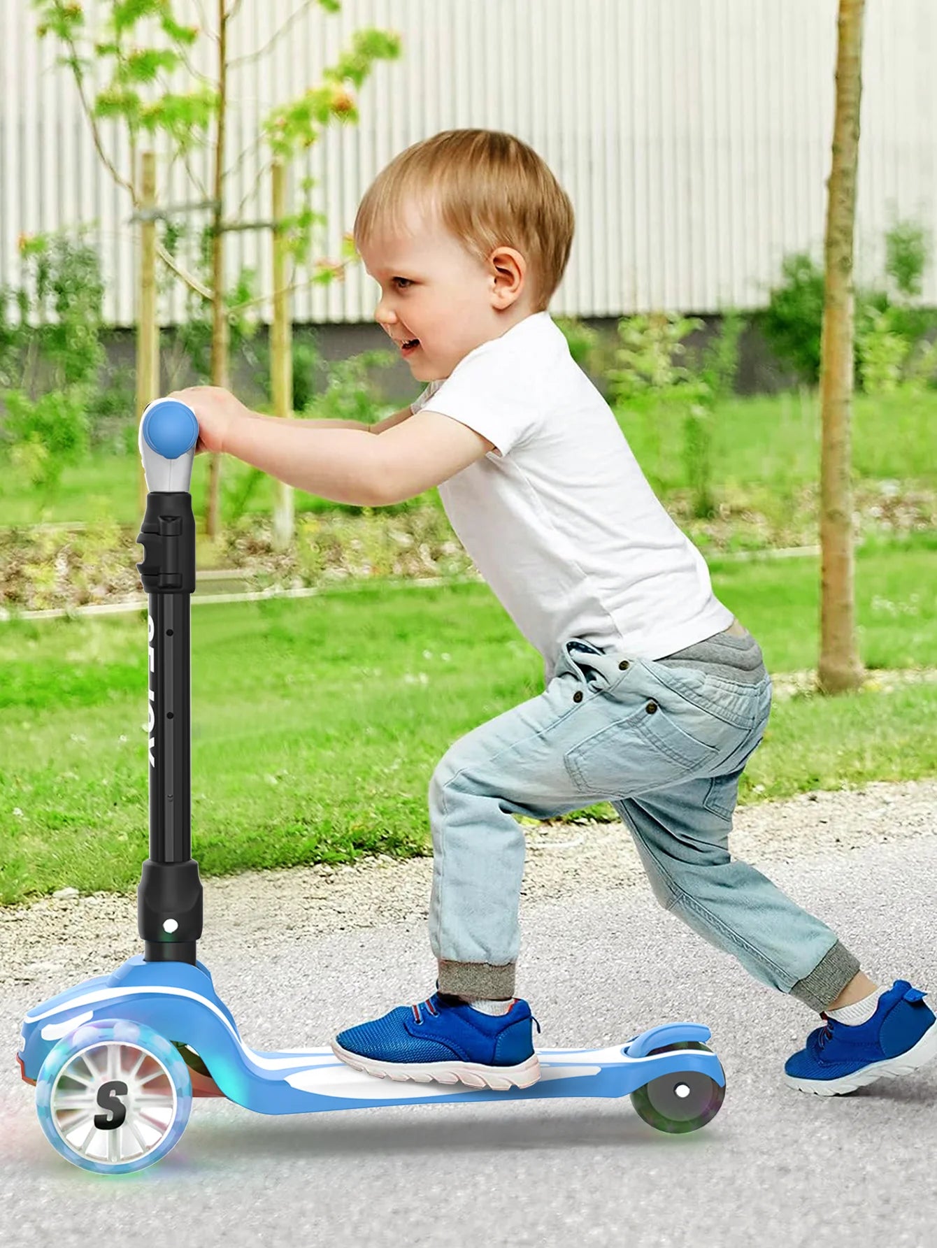 Three Wheel Kick Scooter With LED Lighted Wheels For Kids