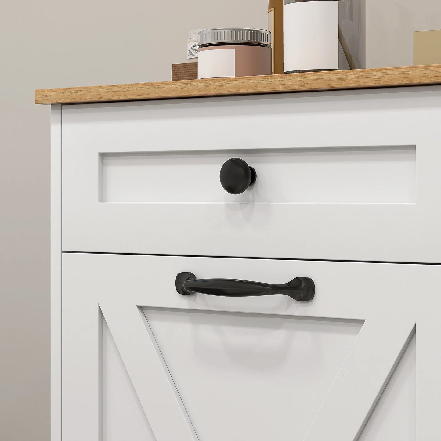 HOMCOM Tilt Out Laundry Cabinet With Two Baskets And Drawers