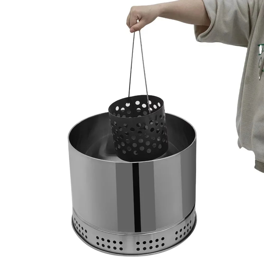 Smokeless Portable Charcoal Grill 360 Degree Stainless Steel Barrel Skewers