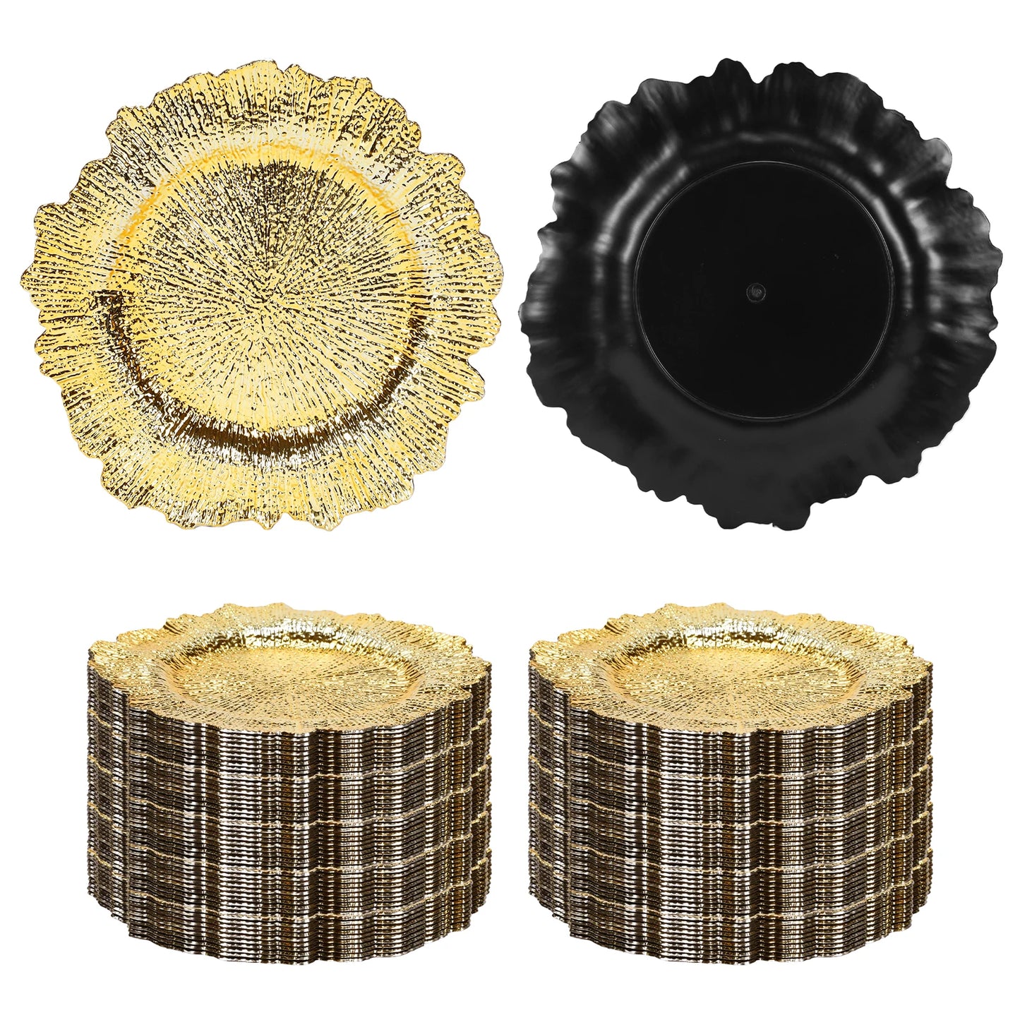 100PCS Decoration Dinner Plate Reusable Household Decor Tableware 12In for Wedding Catering Parties Restaurant Home Use