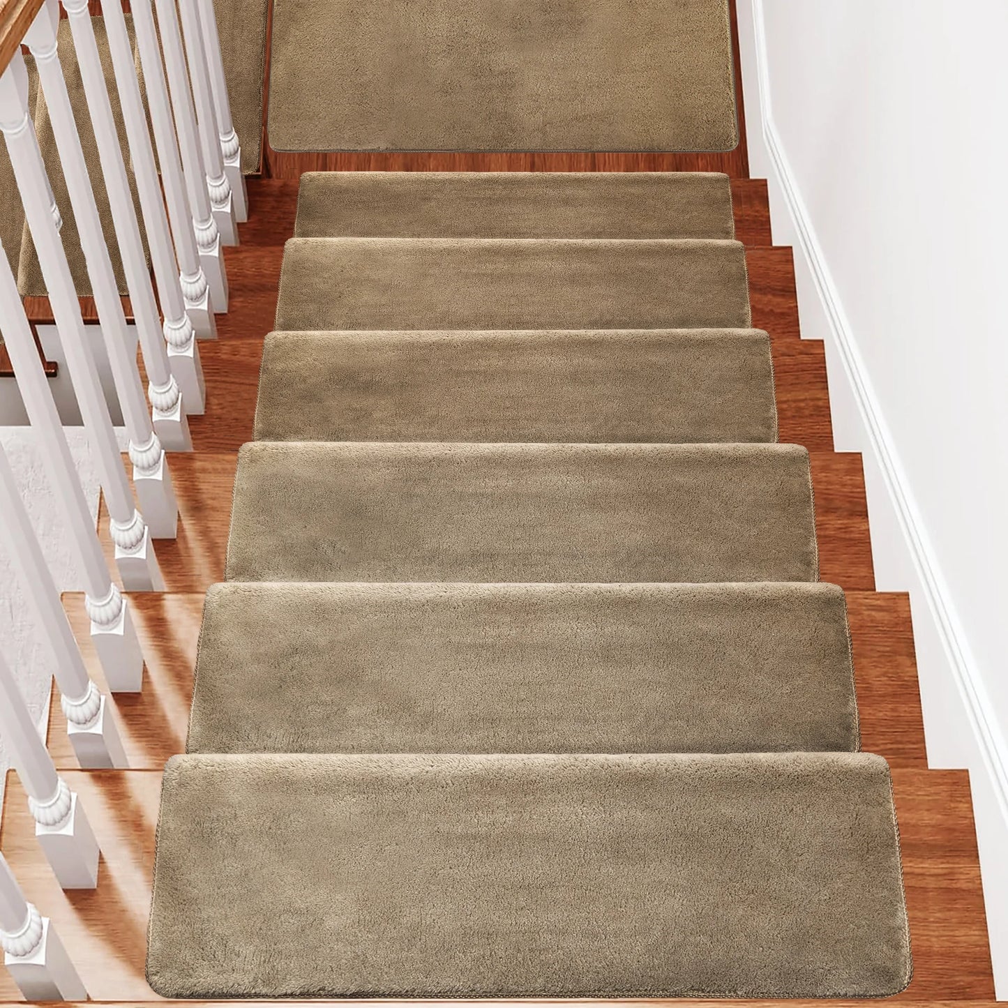 Bullnose Non Slip Stair Treads Plush Washable Self Adhesive Mats