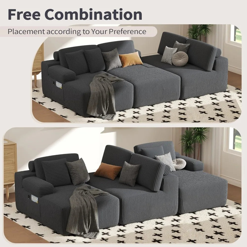 Cloud U Shaped Sectional Sofa With Deep Seats Memory Foam