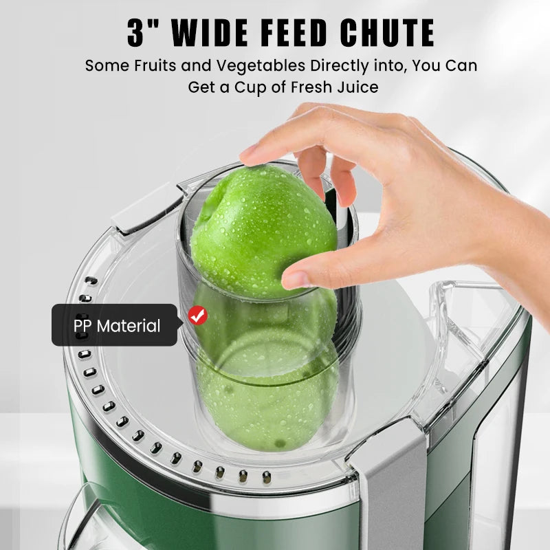 SEJOY Compact Fruits Juicer 500W Wide Mouth Feed Chute
