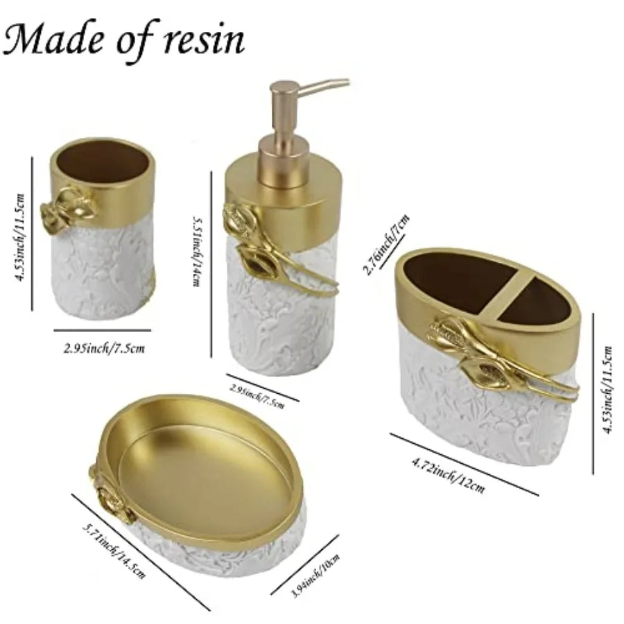 Farmhouse Resin Bathroom Set 4-Piece Toothbrush Holder