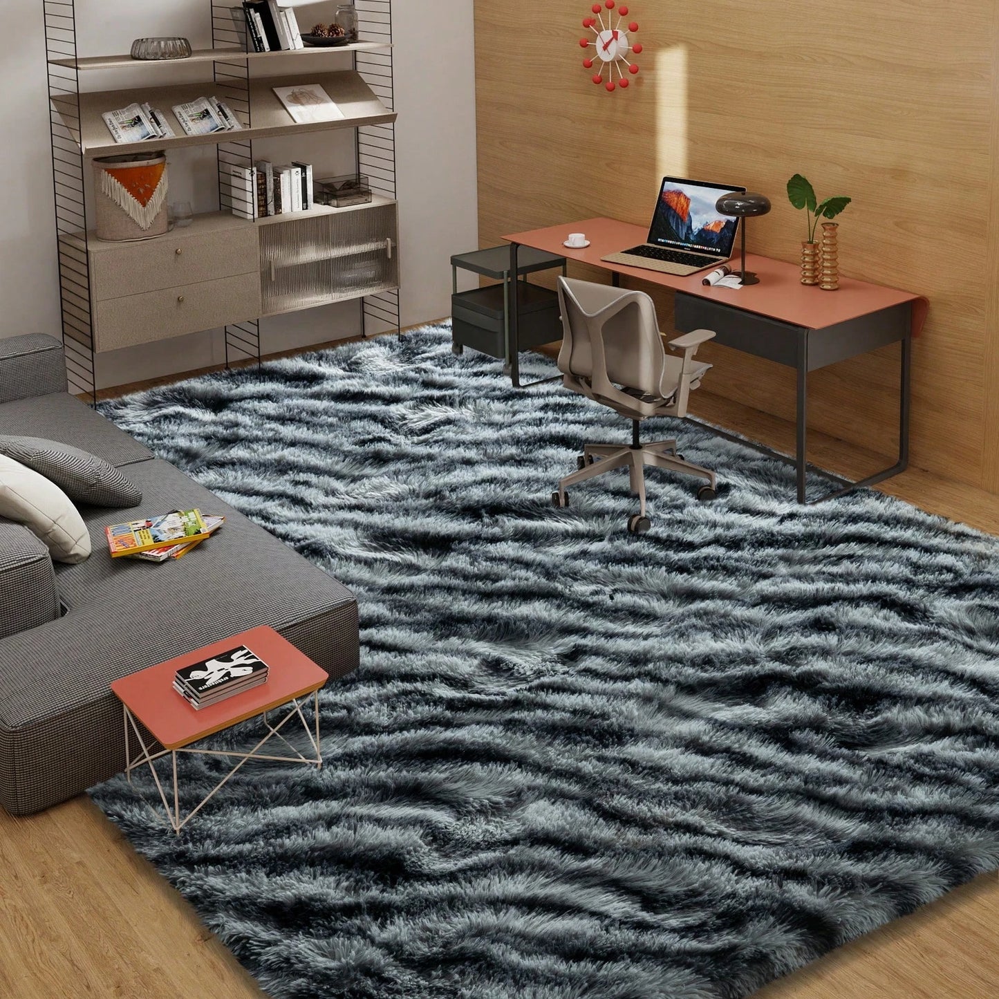 NONEDesign Fluffy Zebra Print Rug Shaggy Plush Indoor Living Room